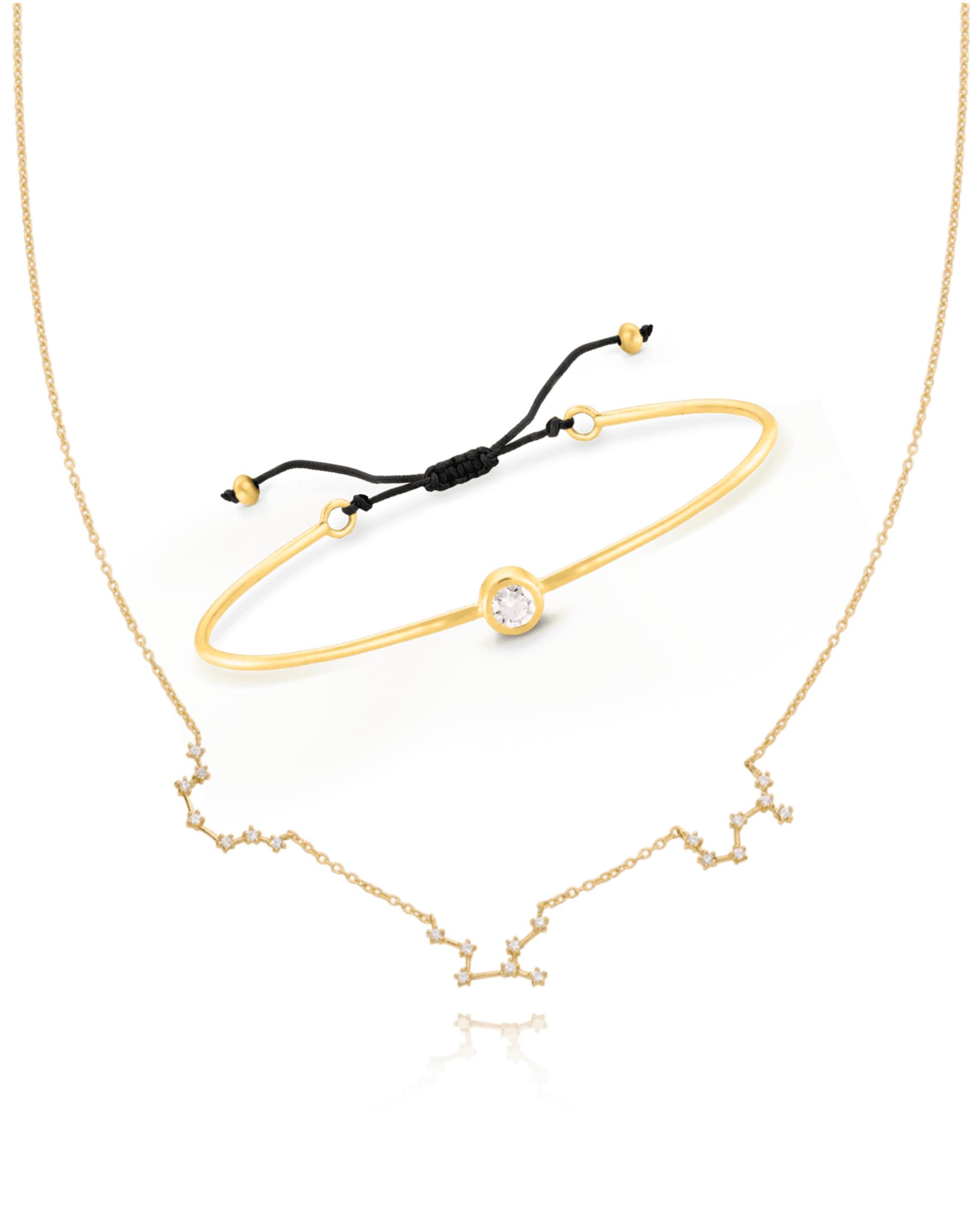 Set of Diamond Cord Bangle & Constellation Necklace - 18K Gold Vermeil Bracelets magal-dev Red Small: 0.03ct 1 Constellation