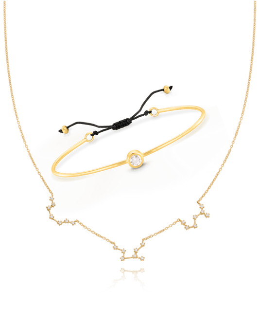 Set of Diamond Cord Bangle & Constellation Necklace - 18K Gold Vermeil Bracelets magal-dev Red Small: 0.03ct 1 Constellation