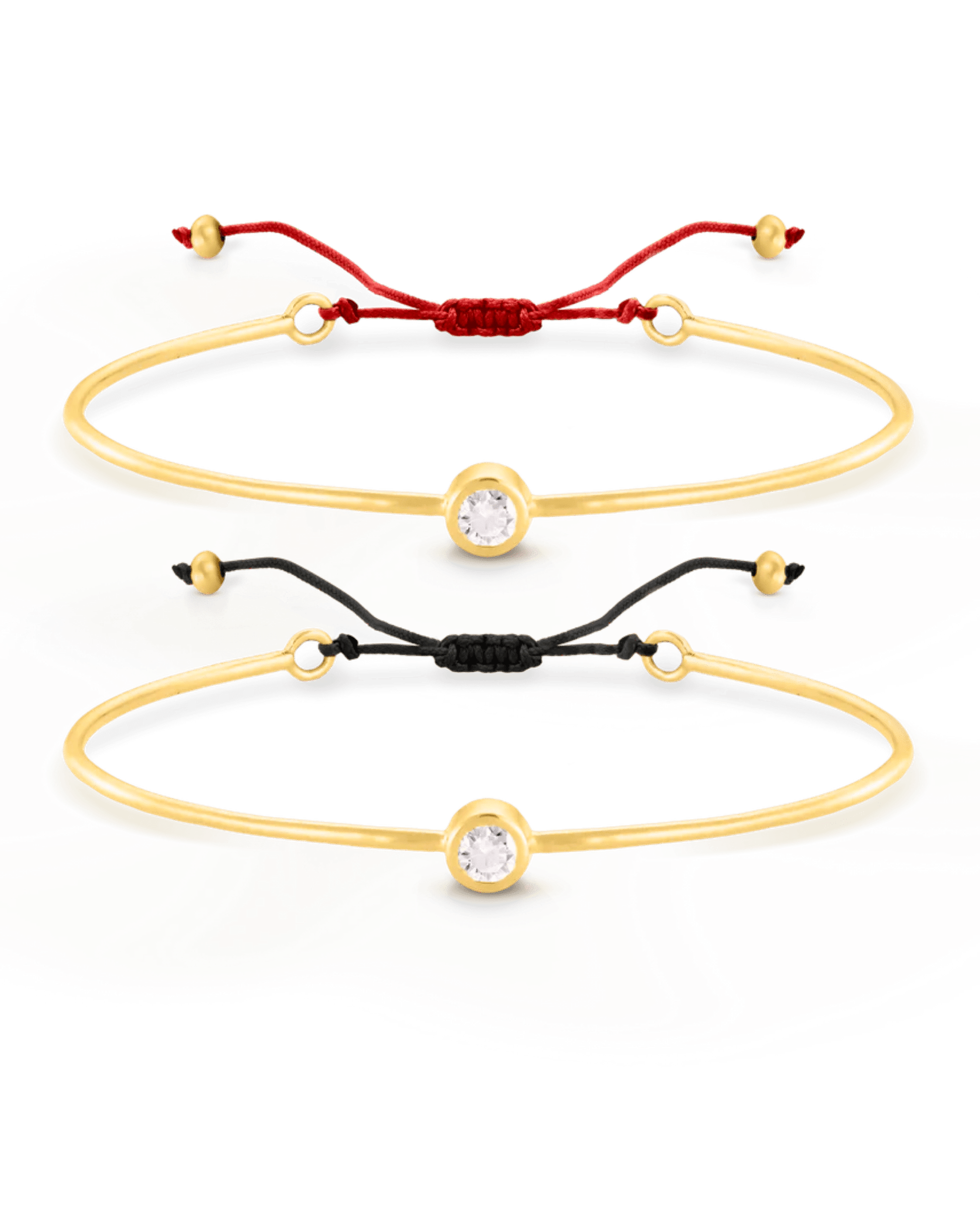 Set of Diamond Cord Bangles - 18K Gold Vermeil Bracelets magal-dev Small: 0.03ct Red 