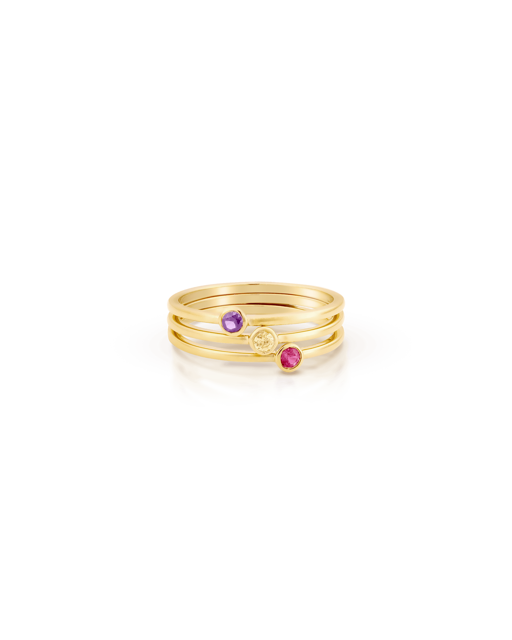 Solo Birthstone Ring - 14K White Gold Rings magal-dev 