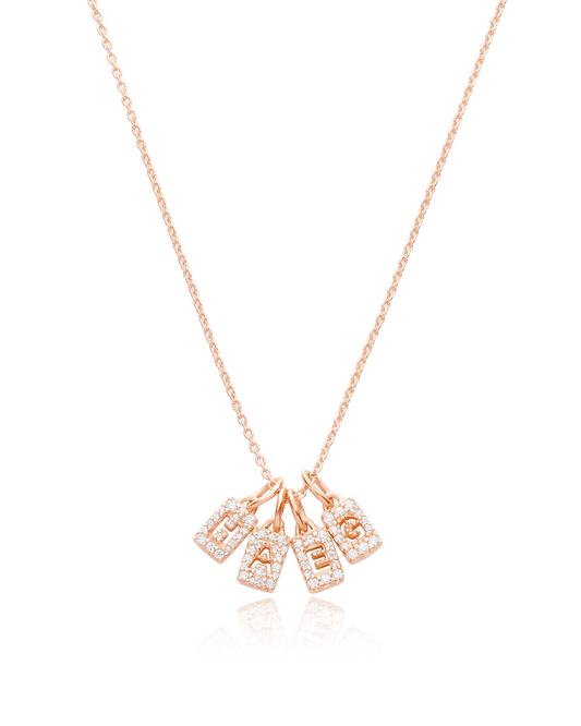 Stardust Initial Tag Necklace - 18K Rose Vermeil Necklaces magal-dev 1 Tag 16" 
