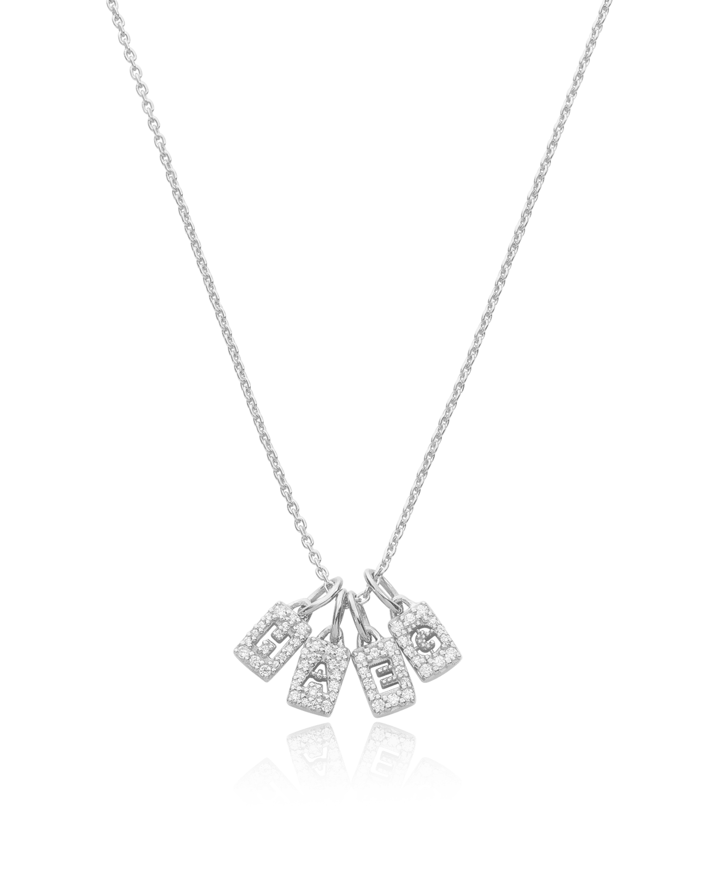 Stardust Initial Tag Necklace - 925 Sterling Silver Necklaces magal-dev 1 Tag 16" 