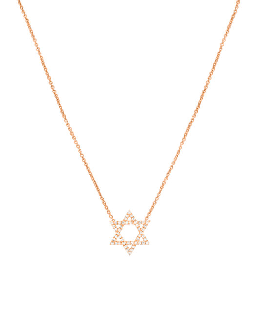 Star of David Necklace - 18K Rose Vermeil Necklaces magal-dev White Zirconia 16” 