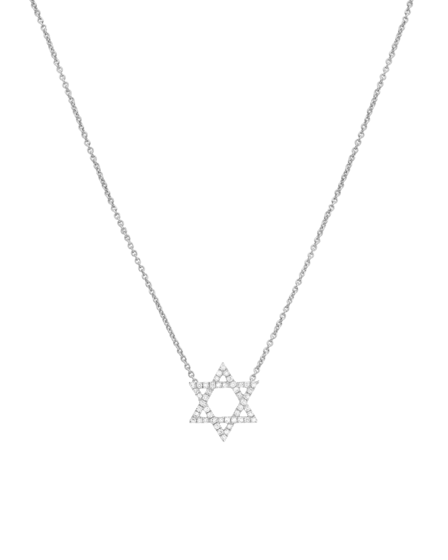 Star of David Necklace - 925 Sterling Silver Necklaces magal-dev White Zirconia 16” 