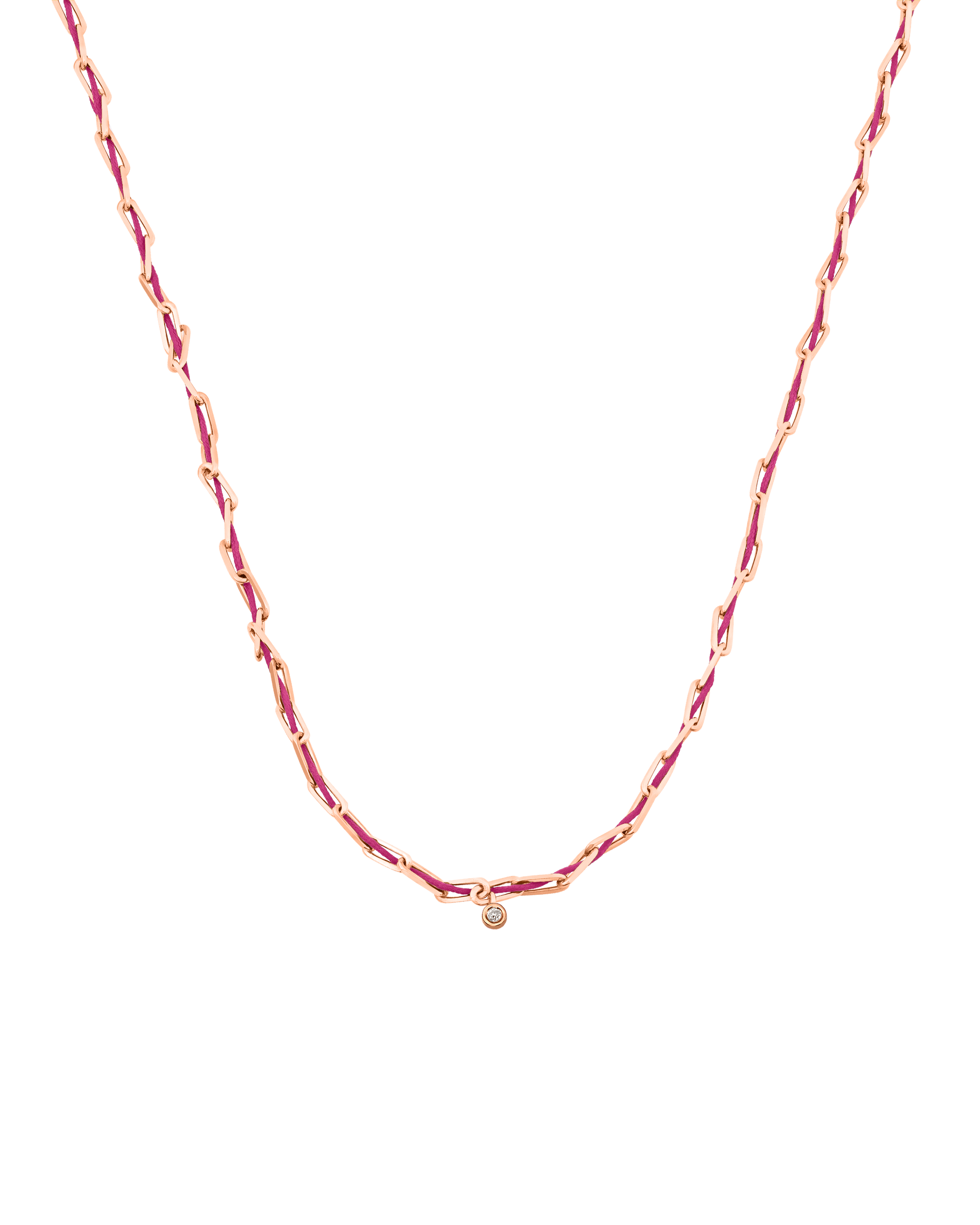 Pink : Twine Diamond Necklace - 18K Rose Vermeil Necklaces magal-dev Fuchsia Small: 0.03ct 16"