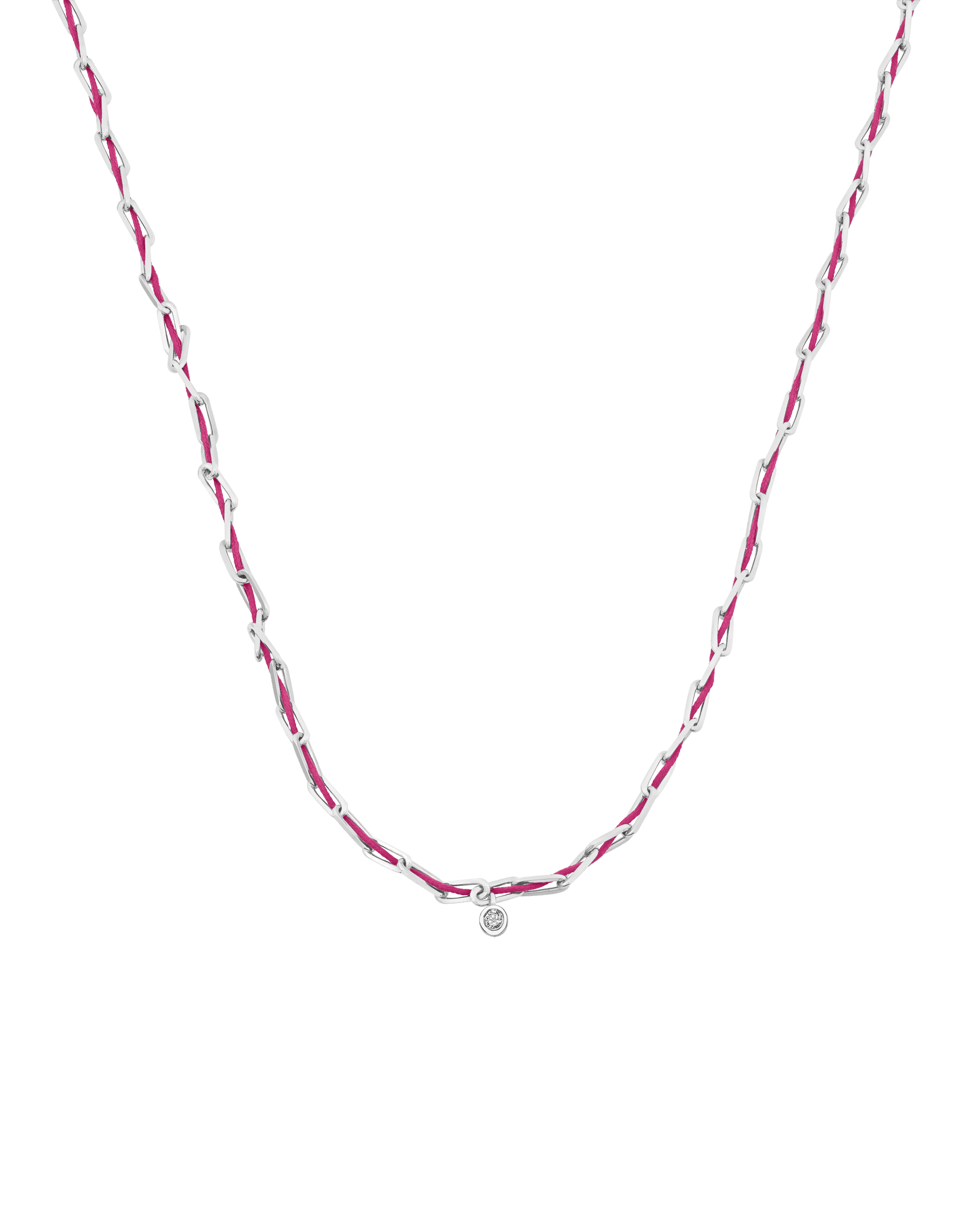Pink : Twine Diamond Necklace - 925 Sterling Silver Necklaces magal-dev Fuchsia Medium: 0.05ct 16"