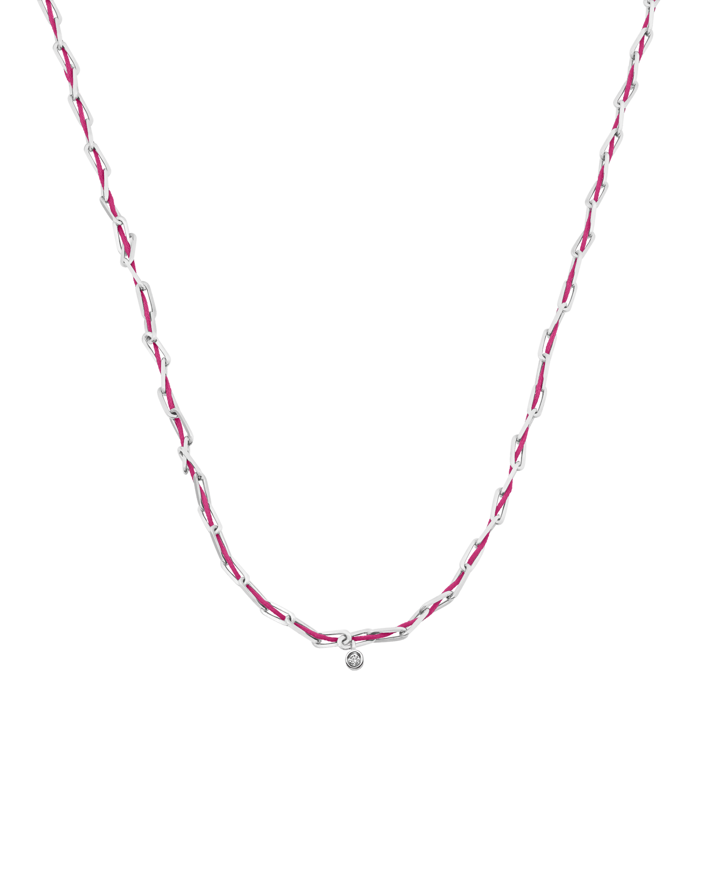Pink : Twine Diamond Necklace - 925 Sterling Silver Necklaces magal-dev Fuchsia Small: 0.03ct 16"