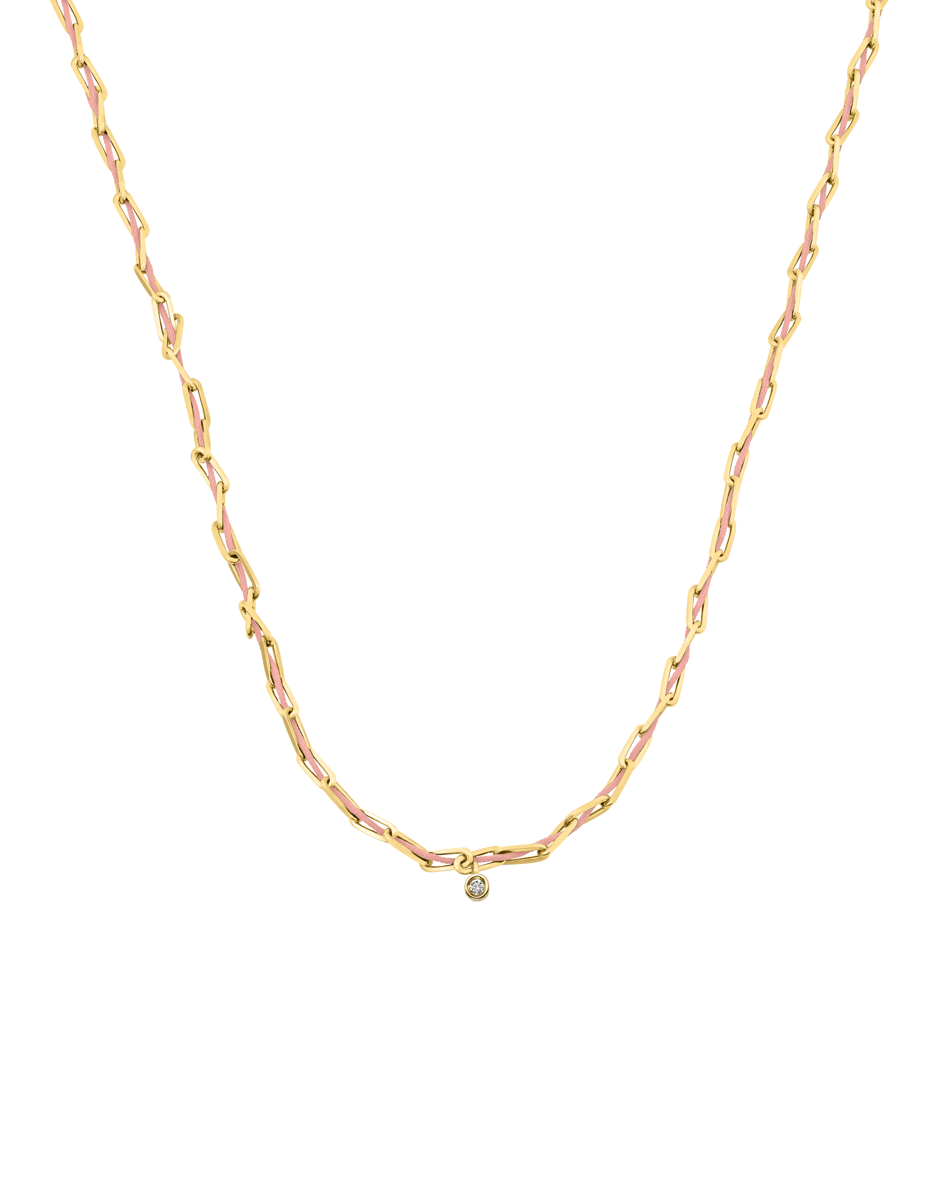 Pink : Twine Diamond Necklace - 18K Gold Vermeil Necklaces magal-dev Flamingo Small: 0.03ct 16"