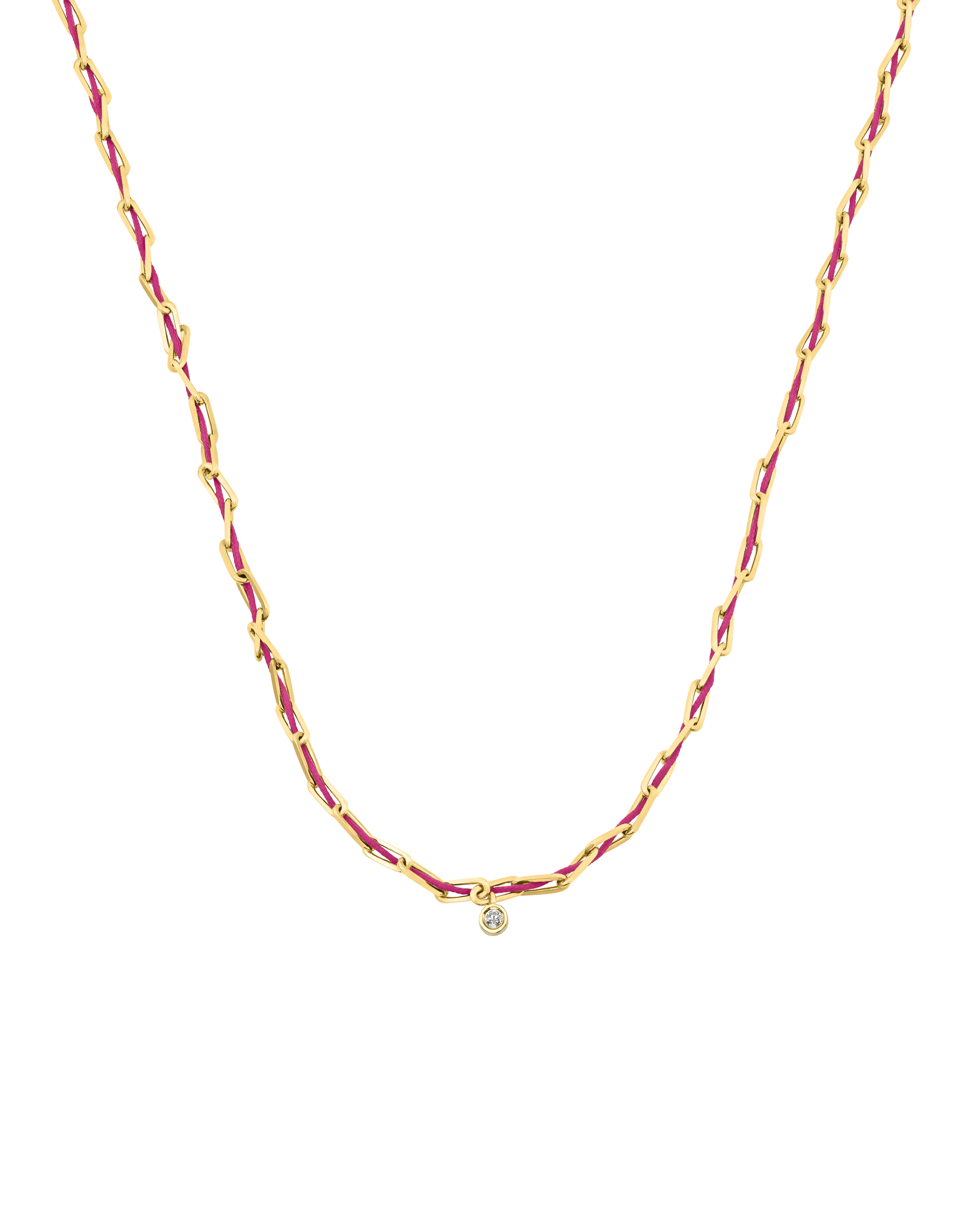 Pink : Twine Diamond Necklace - 18K Gold Vermeil Necklaces magal-dev Fuchsia Medium: 0.05ct 16"