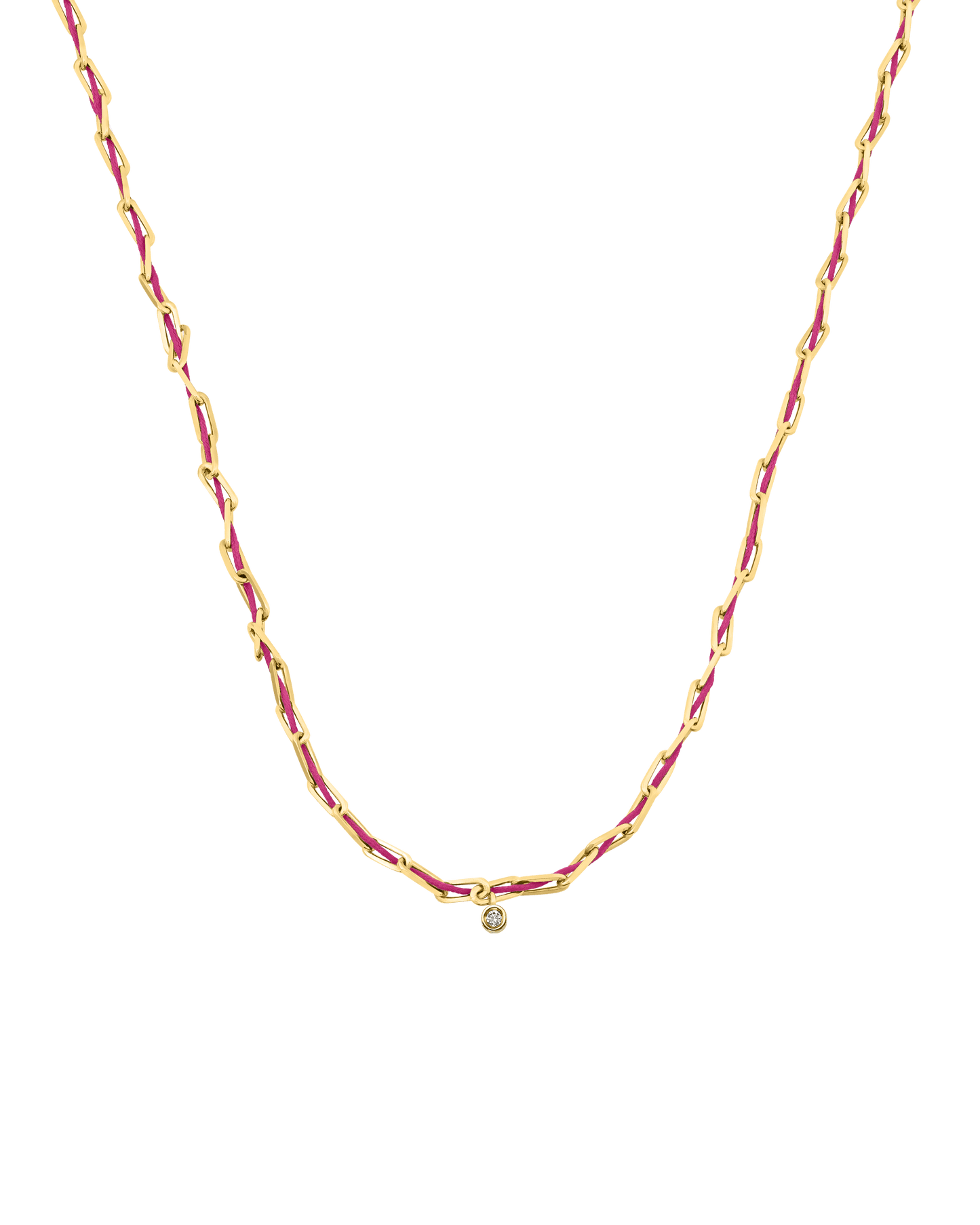 Pink : Twine Diamond Necklace - 18K Gold Vermeil Necklaces magal-dev Fuchsia Small: 0.03ct 16"