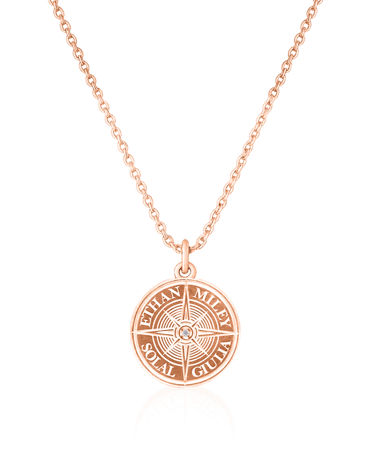 True North Diamond Necklace - 18K Rose Gold Vermeil Necklaces magal-dev Yes (+$50) 1 Name 16"