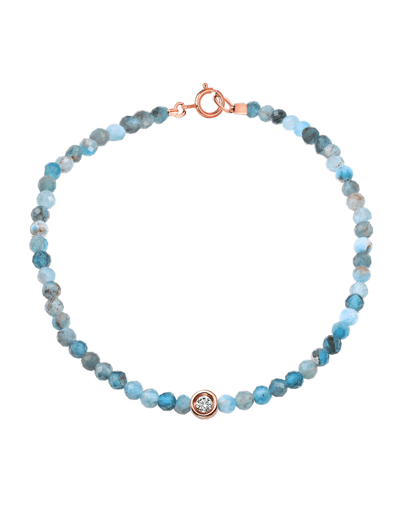 Gemstone & Diamond Bracelet - 14K Rose Gold Bracelets magal-dev Natural Turquoise Small: 0.03ct 6" - S wrist