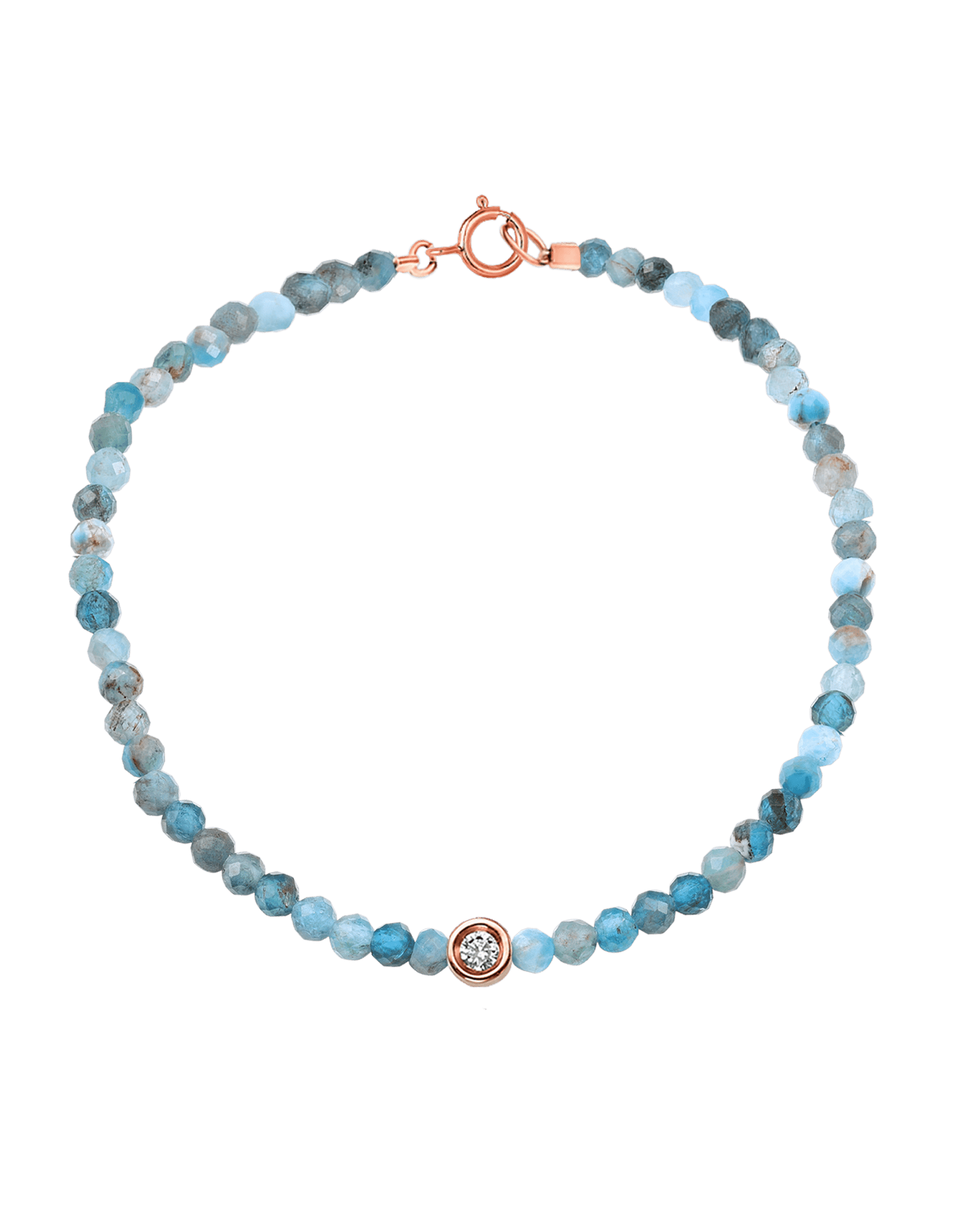 Gemstone & Diamond Bracelet - 14K Rose Gold Bracelets magal-dev Natural Turquoise Small: 0.03ct 6" - S wrist