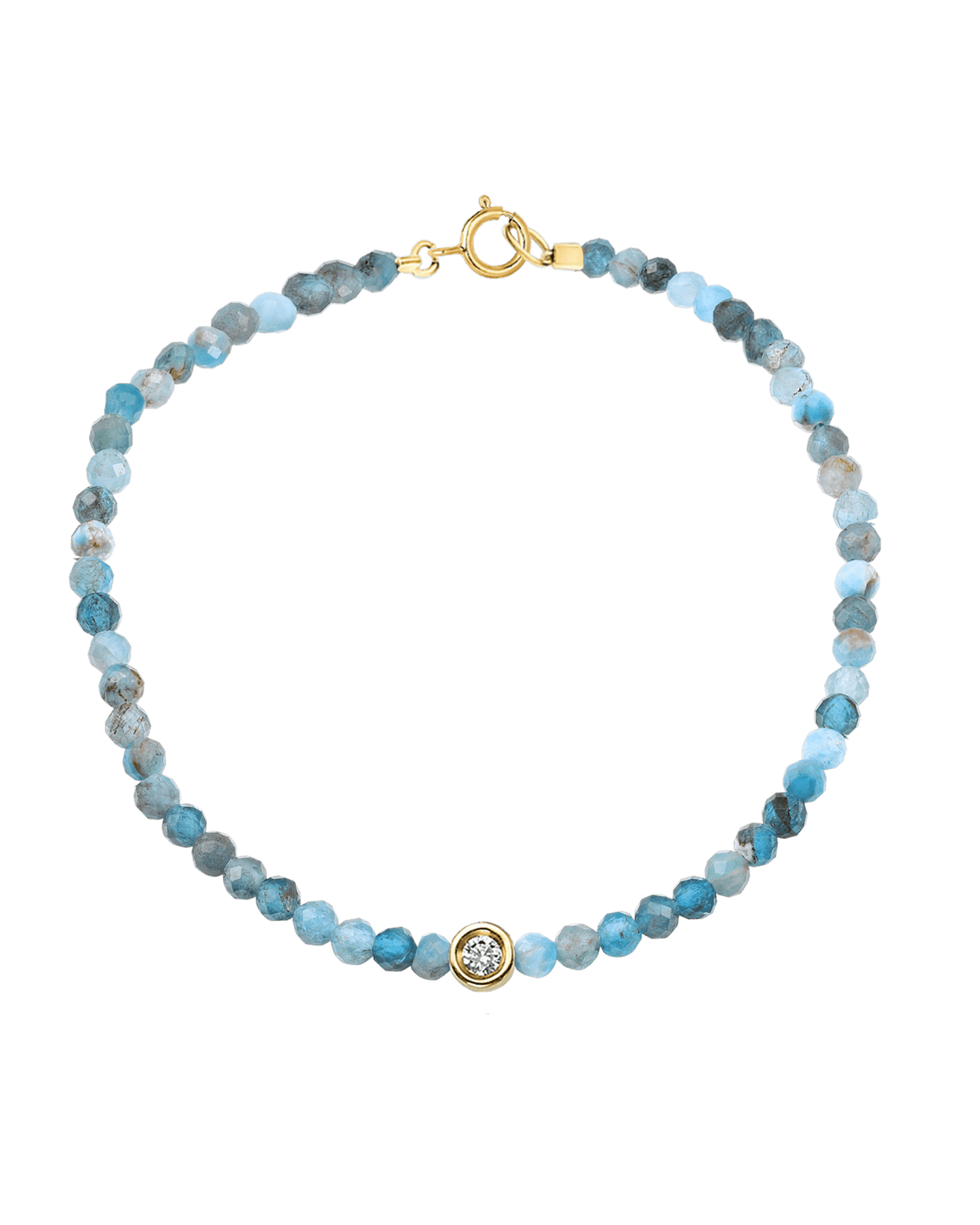 Bracelet Pierres Précieuses & Diamants - Or Jaune 14 carats Bracelets magal-dev Turquoise naturel Small: 0.03 carats 15cm (Poignet: Small)