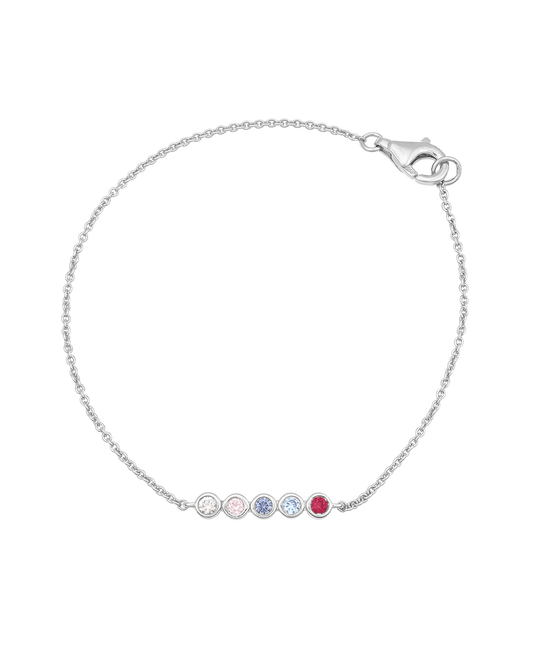 Bracelet Chaine Pierres Précieuses - Or Blanc 14 carats Bracelets magal-dev 1 Pierre Précieuse 15cm + 2.5cm chaînette d'extension (Poignet: Small - Medium) 