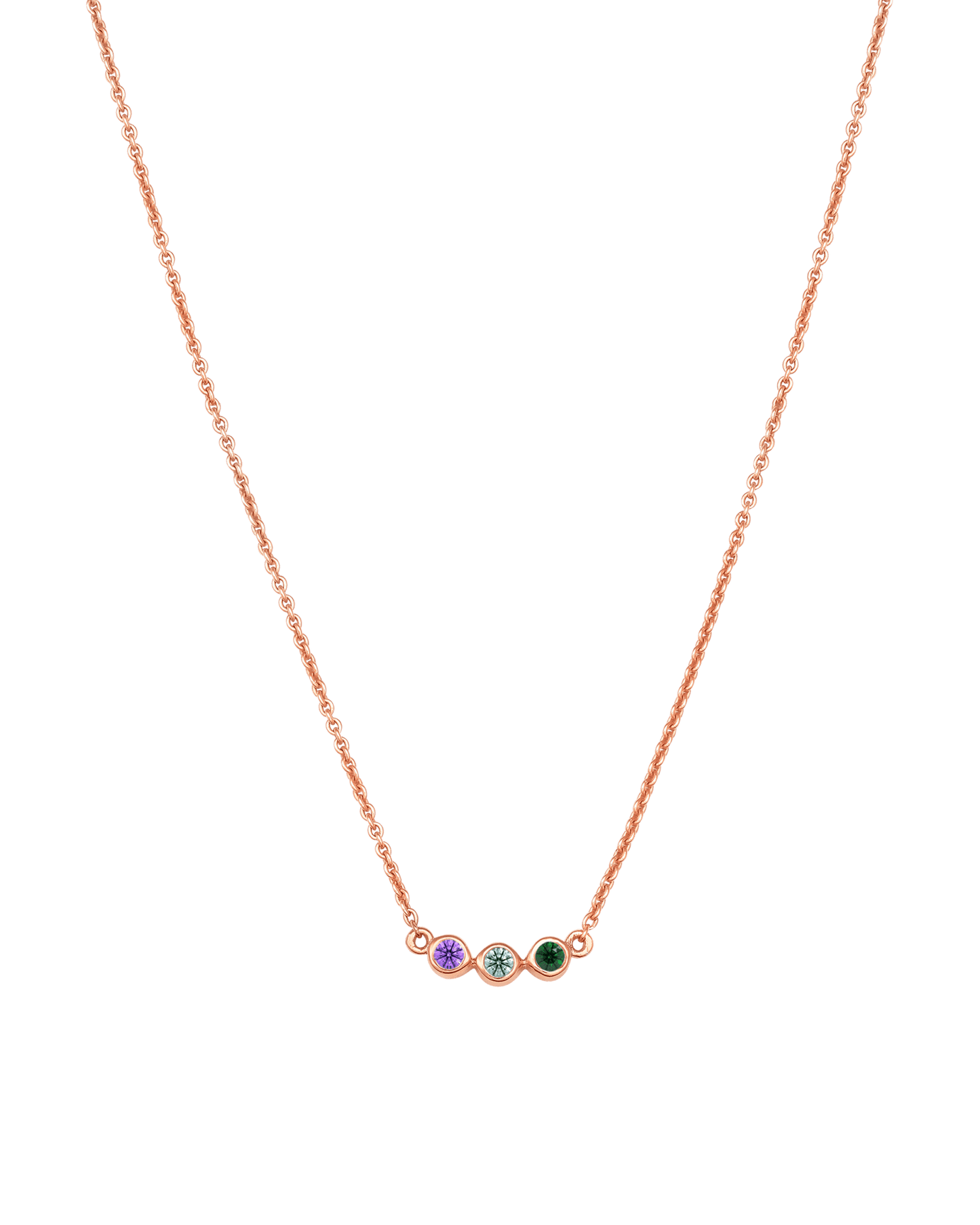 Collier Pierres de Naissance - Or Rose Plaqué 18 carats Necklaces Gold Vermeil 3 Pierres Précieuses 40cm 