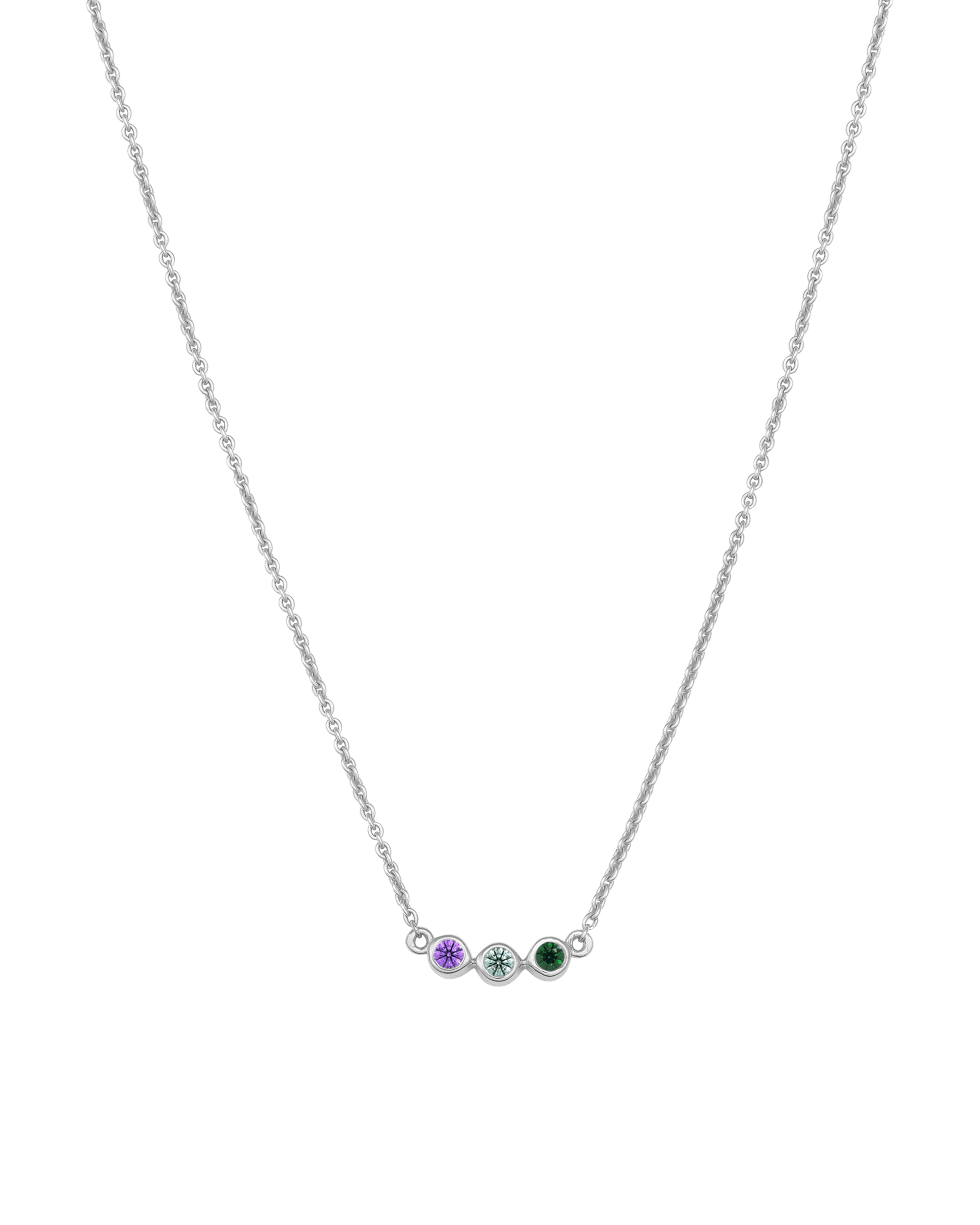 Collier Pierres de Naissance - Or Blanc 14 carats Necklaces Gold Vermeil 3 Pierres Précieuses 40cm 