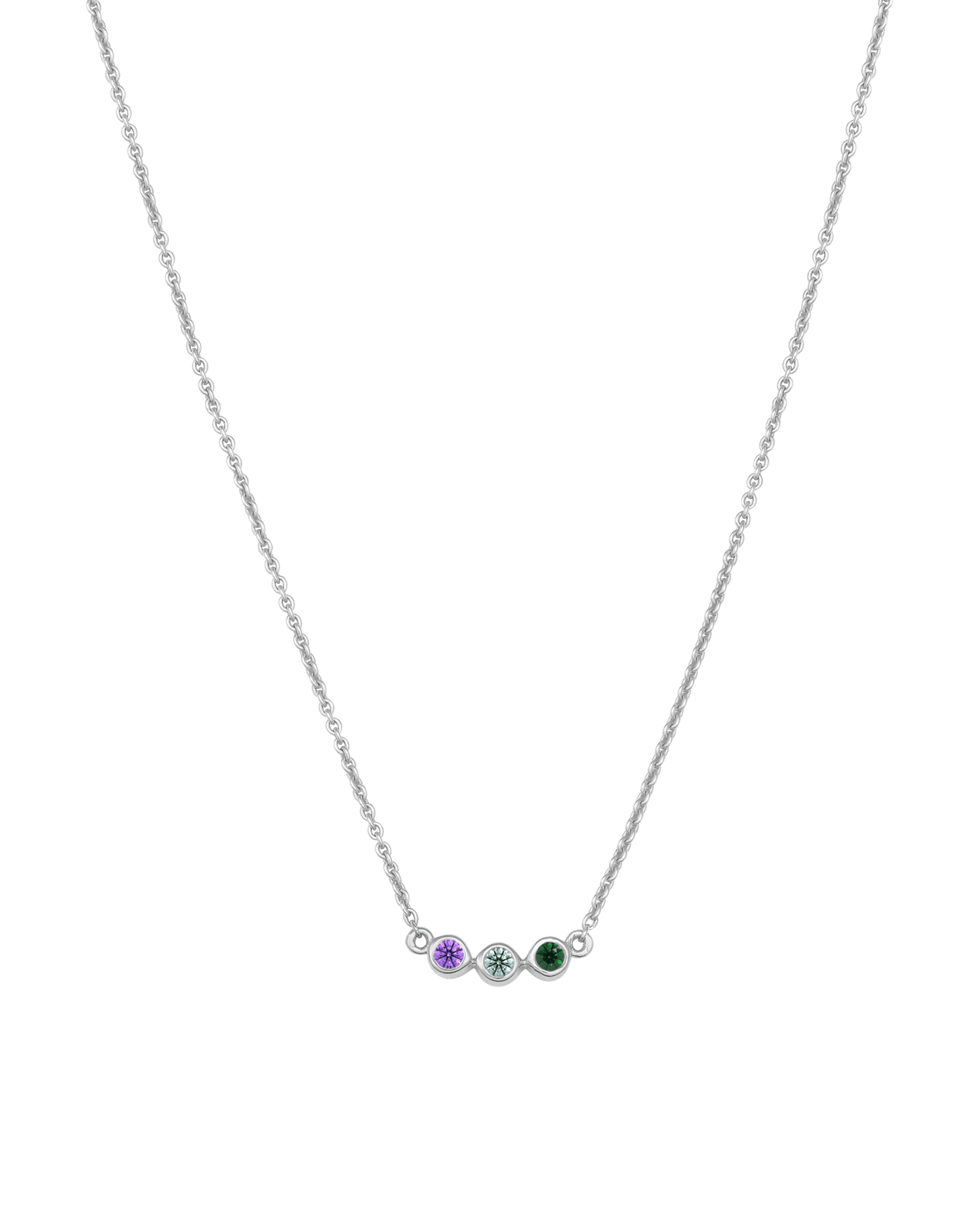 Collier Pierres de Naissance - Argent 925 Necklaces 925 Silver 3 Pierres Précieuses 40cm 
