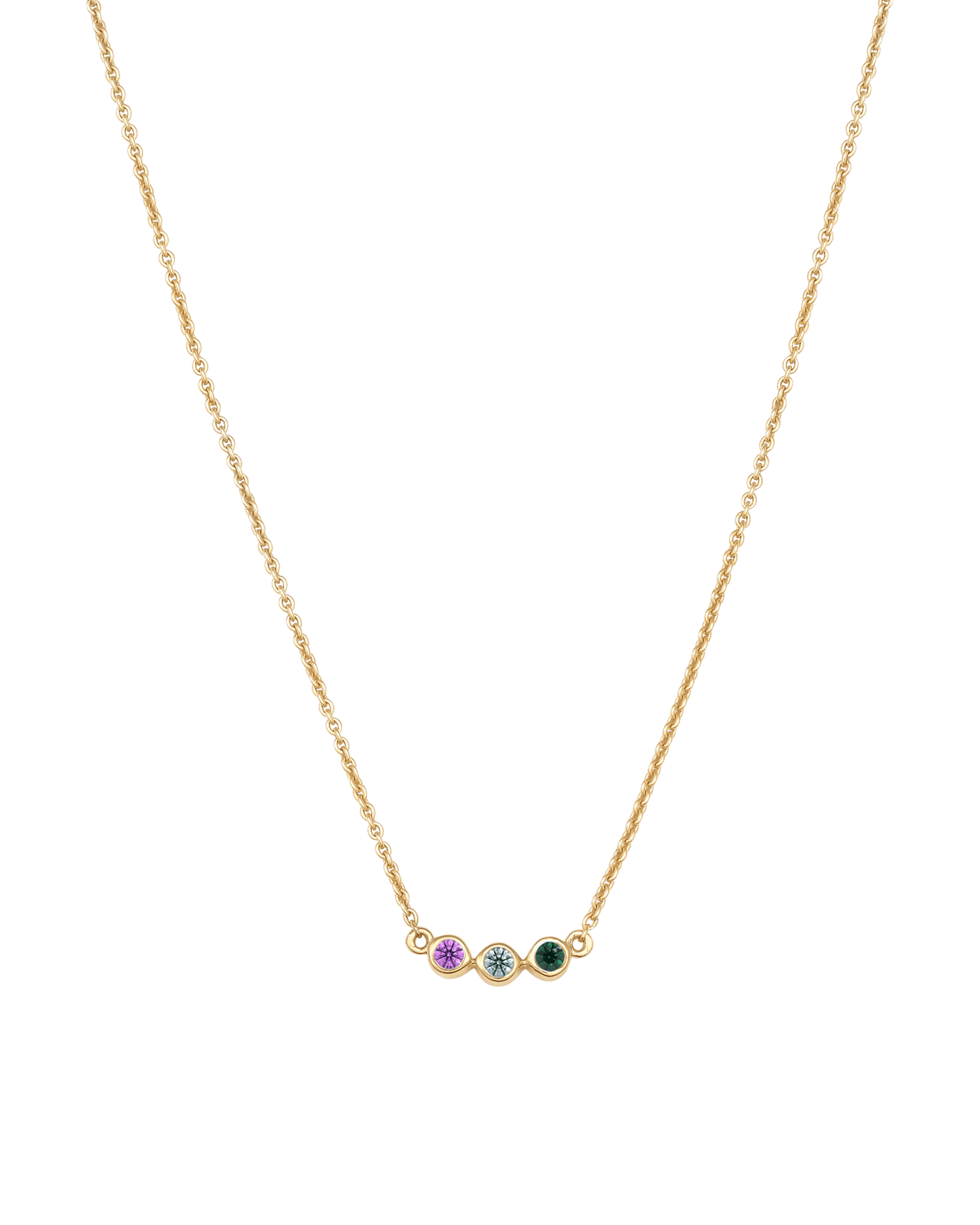 Collier Pierres de Naissance - Or Jaune 14 carats Necklaces Gold Vermeil 3 Pierres Précieuses 40cm 