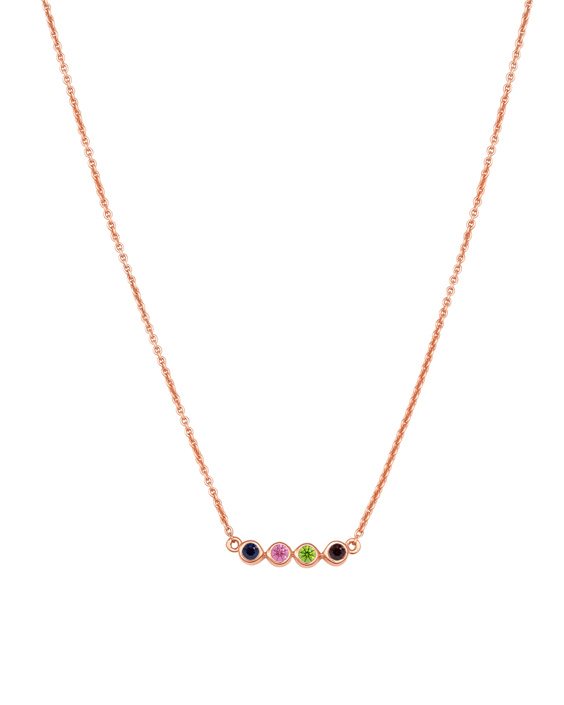 Collier Pierres de Naissance - Or Rose Plaqué 18 carats Necklaces Gold Vermeil 4 Pierres Précieuses 40cm 