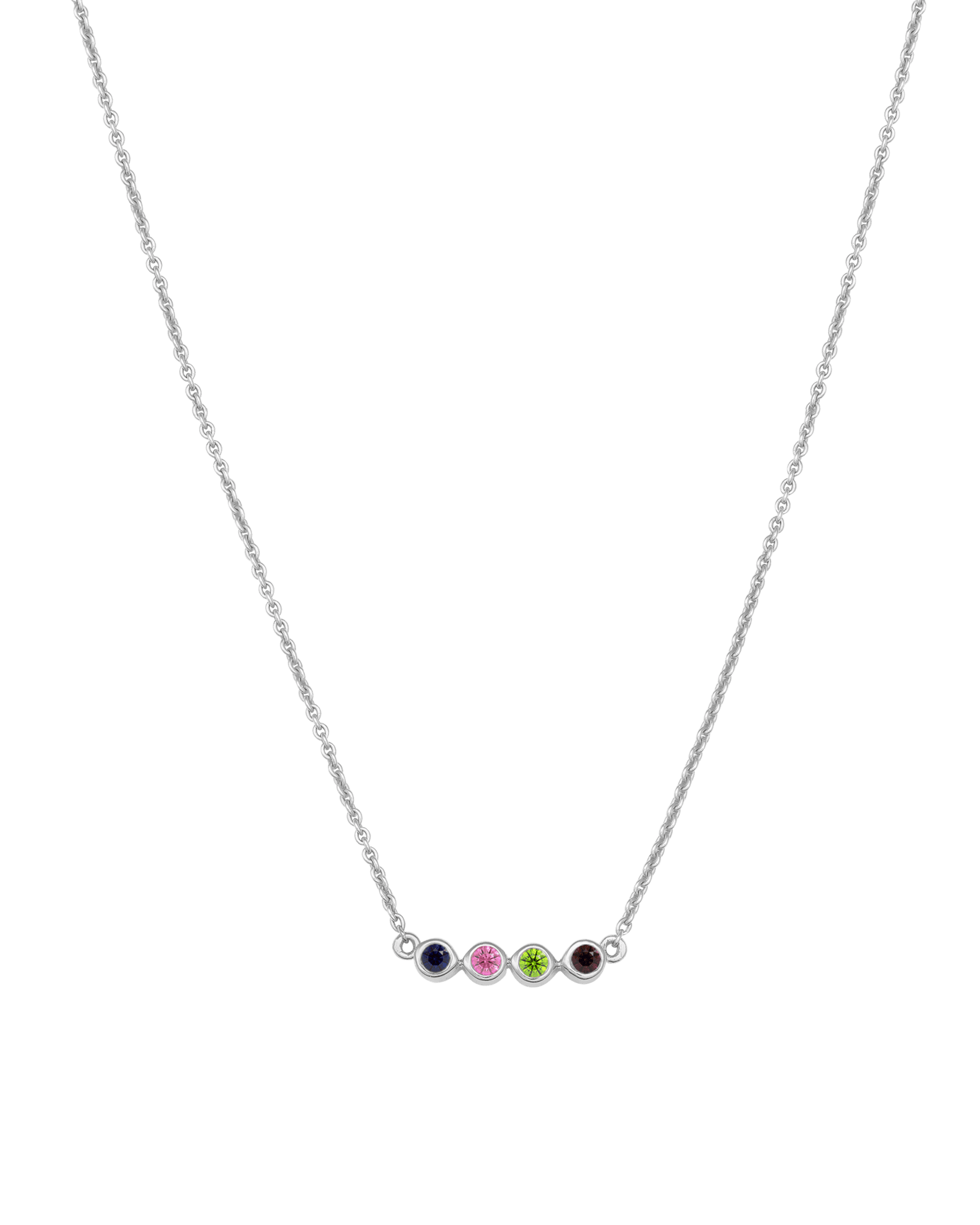 Collier Pierres de Naissance - Argent 925 Necklaces 925 Silver 4 Pierres Précieuses 40cm 