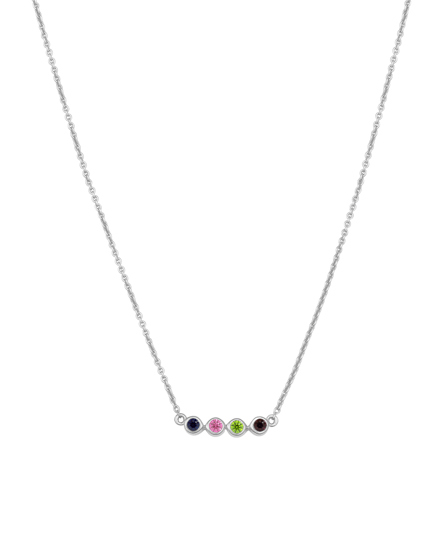 Collier Pierres de Naissance - Or Blanc 14 carats Necklaces Gold Vermeil 4 Pierres Précieuses 40cm 