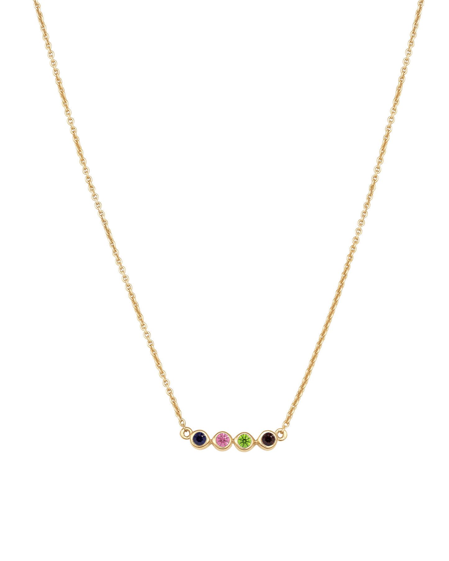 Collier Pierres de Naissance - Or Jaune Plaqué 18 carats Necklaces Gold Vermeil 4 Pierres Précieuses 40cm 