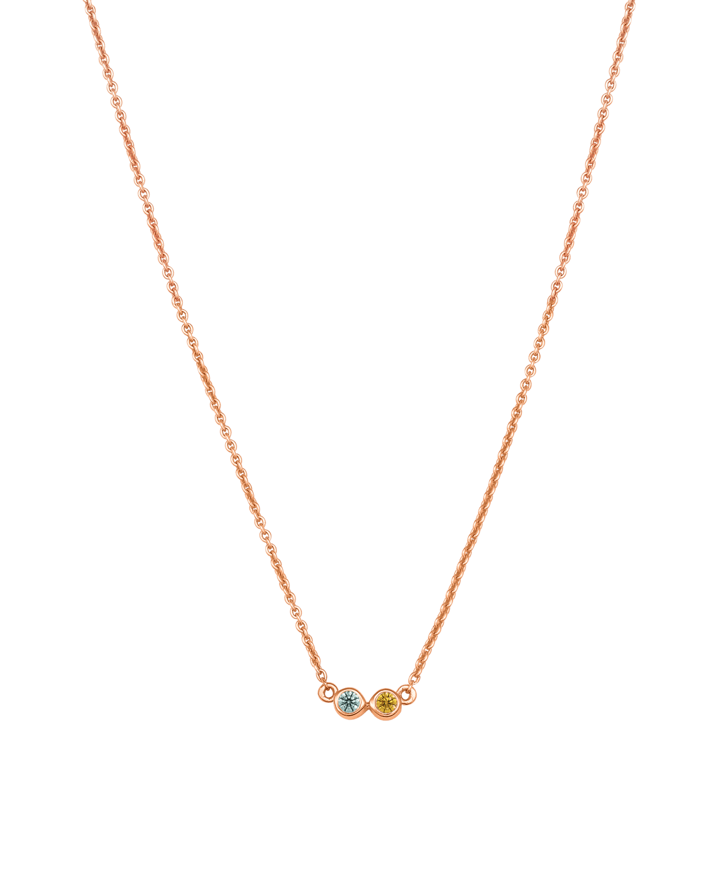 Collier Pierres de Naissance - Or Rose Plaqué 18 carats Necklaces Gold Vermeil 2 Pierres Précieuses 40cm 