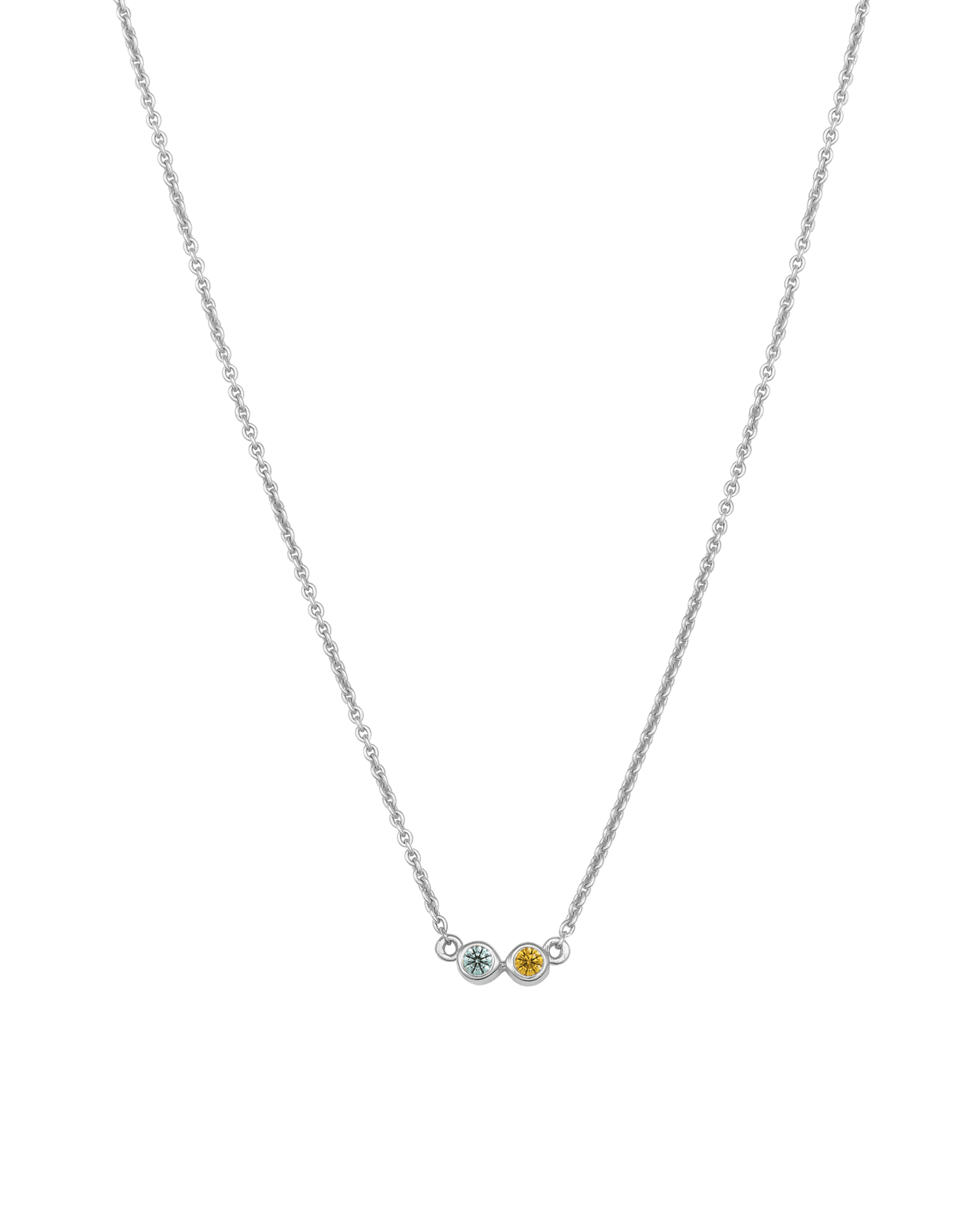 Collier Pierres de Naissance - Argent 925 Necklaces 925 Silver 2 Pierres Précieuses 40cm 