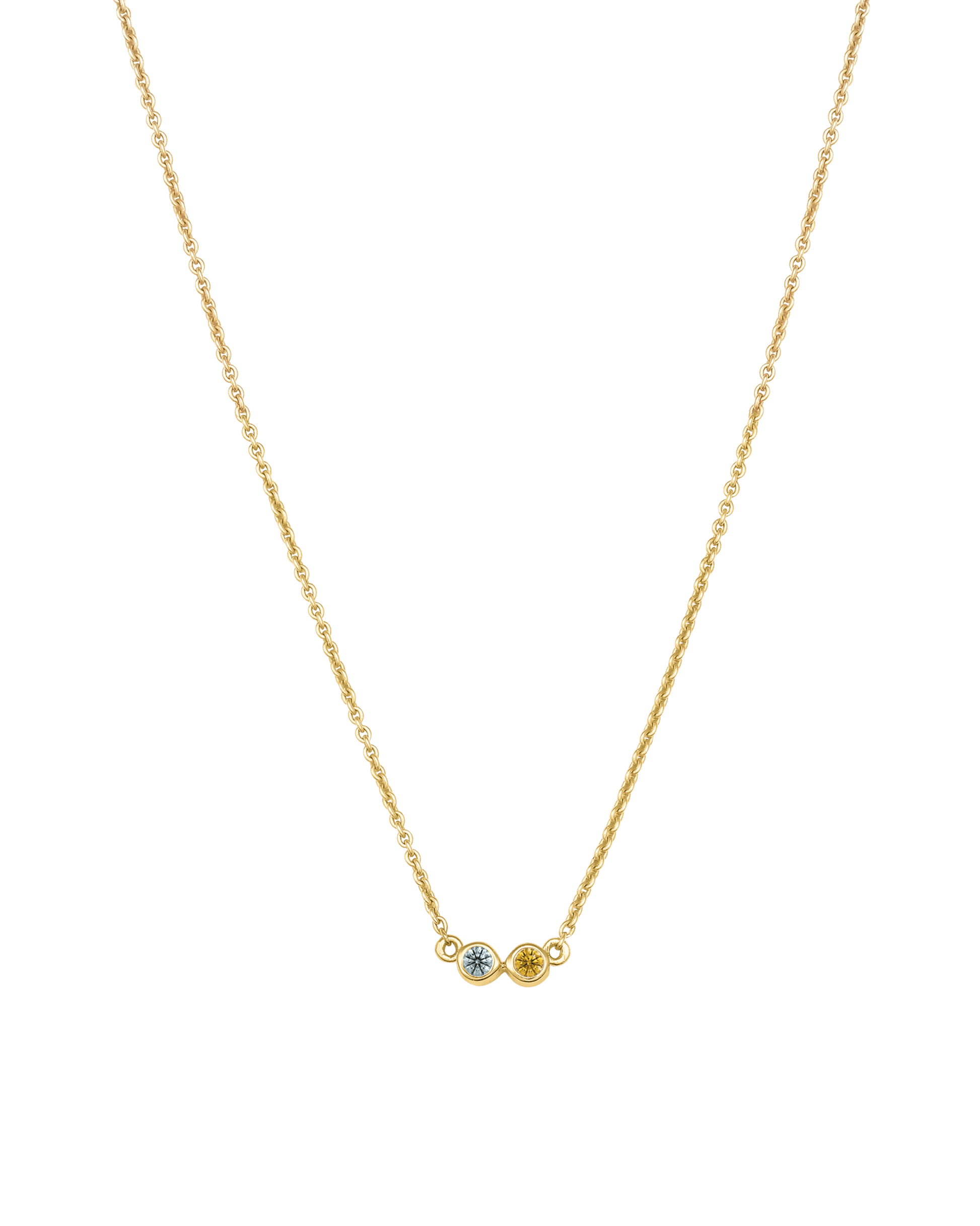 Collier Pierres de Naissance - Or Jaune 14 carats Necklaces Gold Vermeil 2 Pierres Précieuses 40cm 