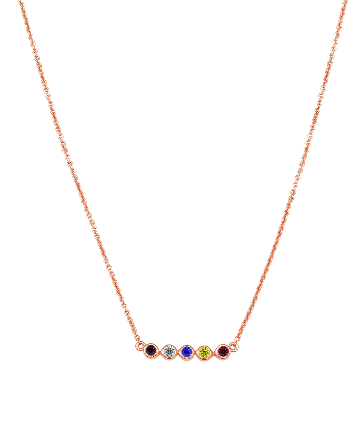 Collier Pierres de Naissance - Or Rose Plaqué 18 carats Necklaces Gold Vermeil 5 Pierres Précieuses 40cm 