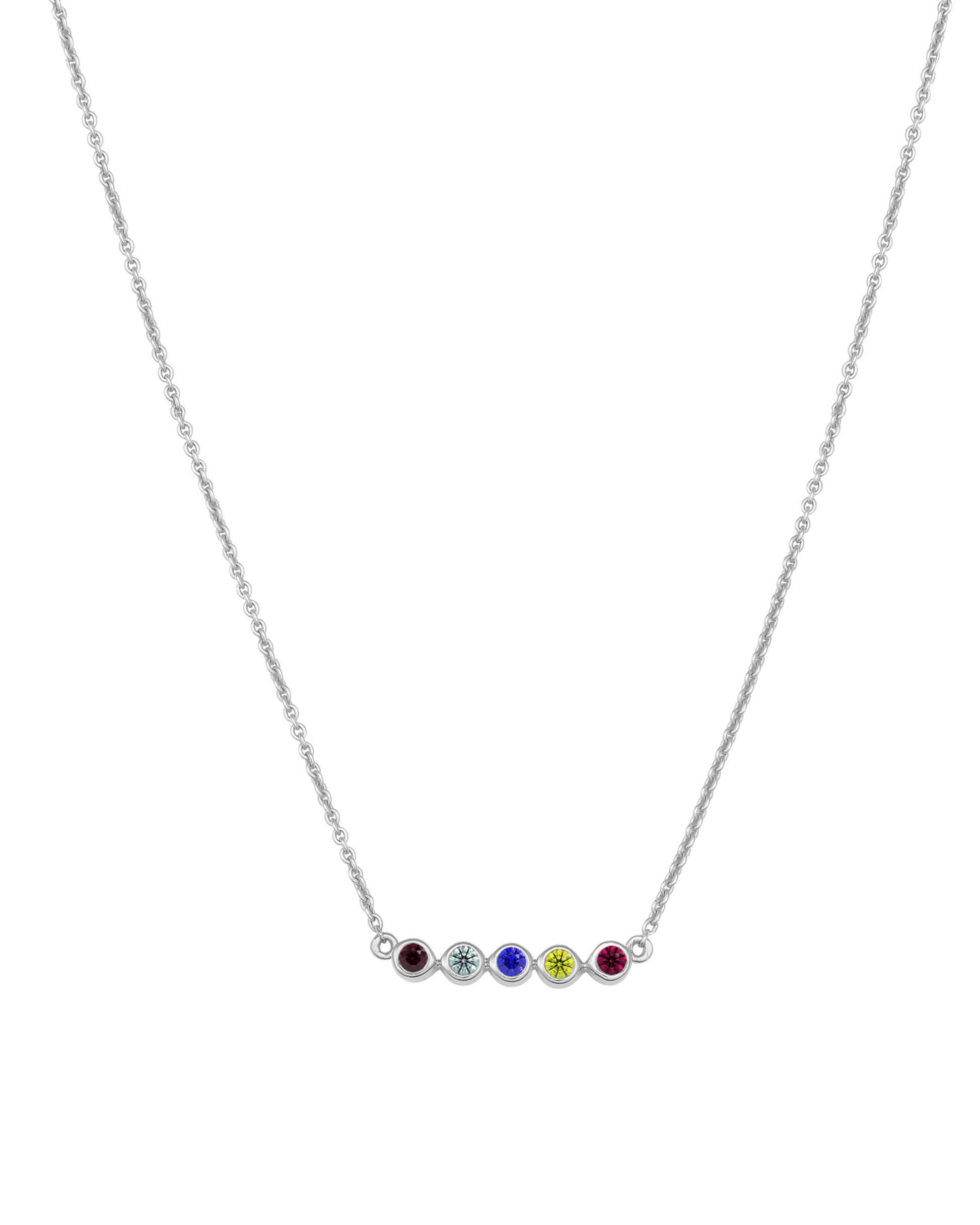 Collier Pierres de Naissance - Or Blanc 14 carats Necklaces Gold Vermeil 5 Pierres Précieuses 40cm 