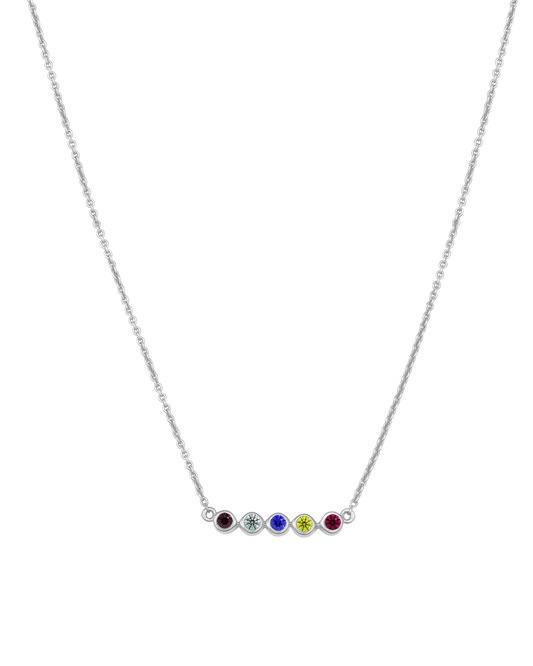 Collier Pierres de Naissance - Or Blanc 14 carats Necklaces Gold Vermeil 5 Pierres Précieuses 40cm 