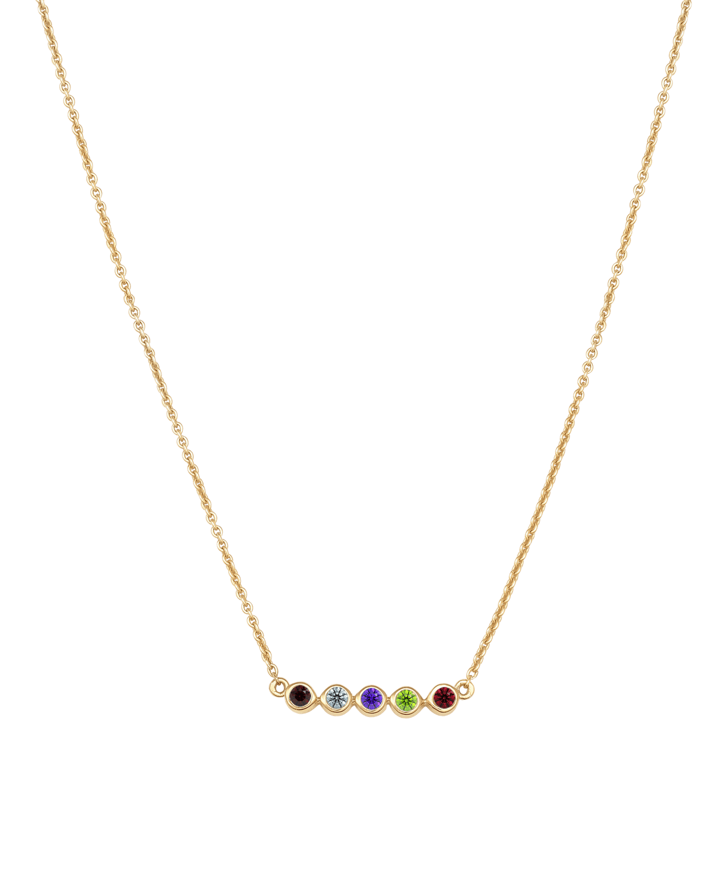 Collier Pierres de Naissance - Or Jaune Plaqué 18 carats Necklaces Gold Vermeil 5 Pierres Précieuses 40cm 