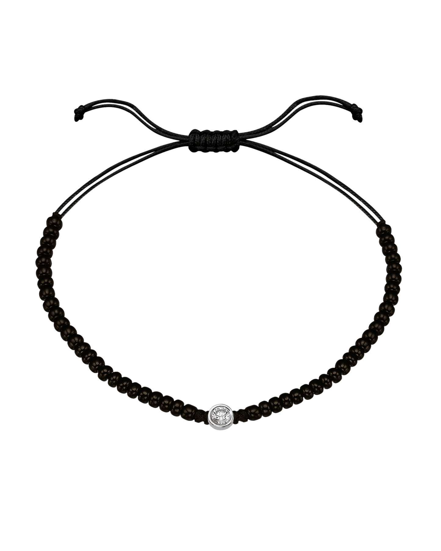 Le String of Love Onyx Noir - Or Blanc 14 carats Bracelets magal-dev Large: 0.10 carats 