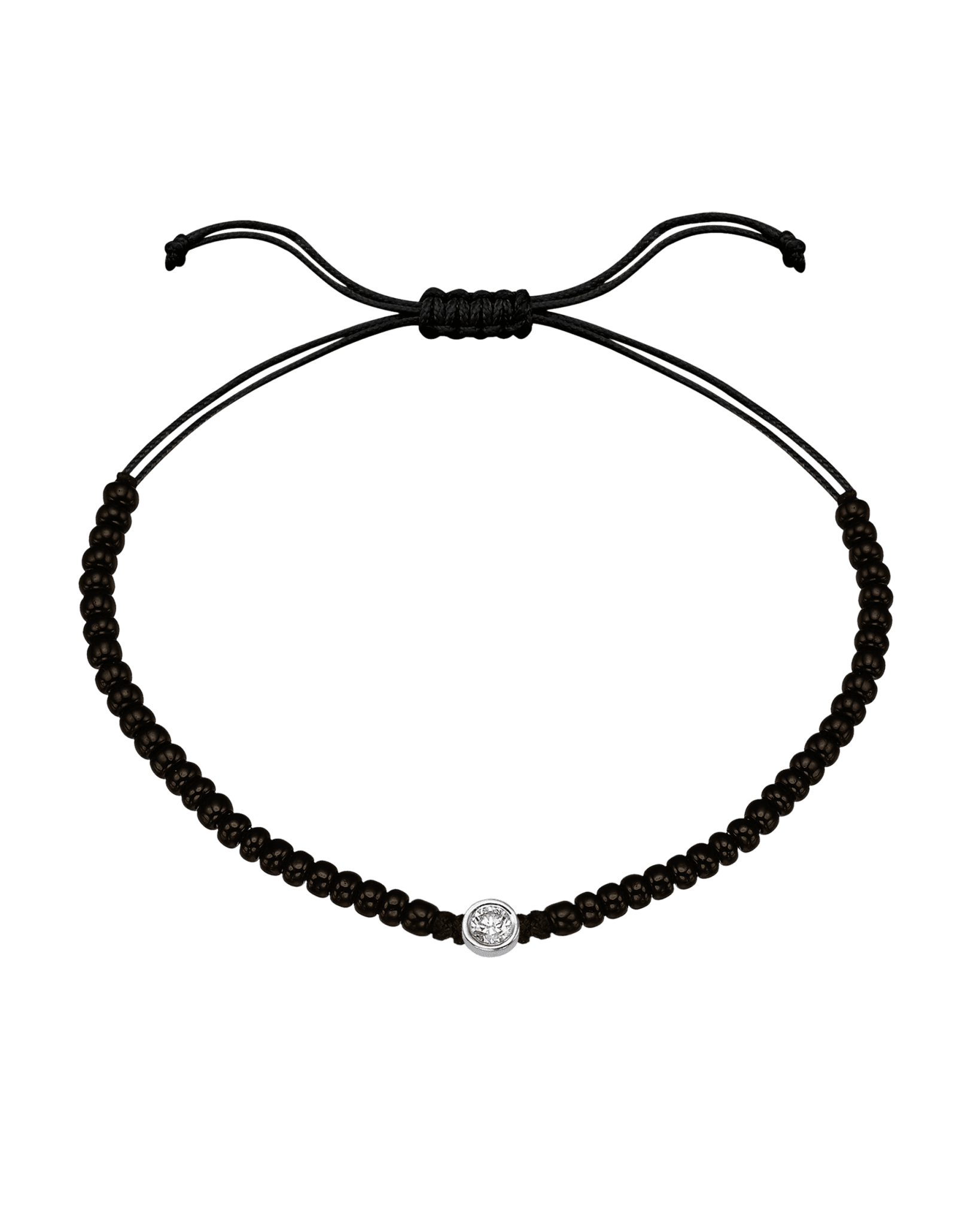 Le String of Love Onyx Noir - Or Blanc 14 carats Bracelets magal-dev Large: 0.10 carats 