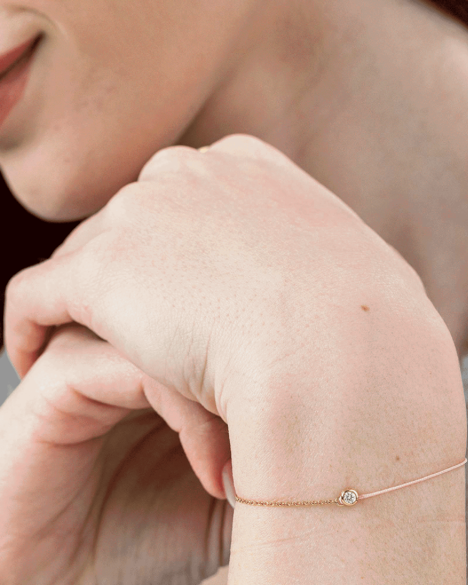 Pink : The Half Chain String of Love - 14K White Gold Bracelet 14K Solid Gold 