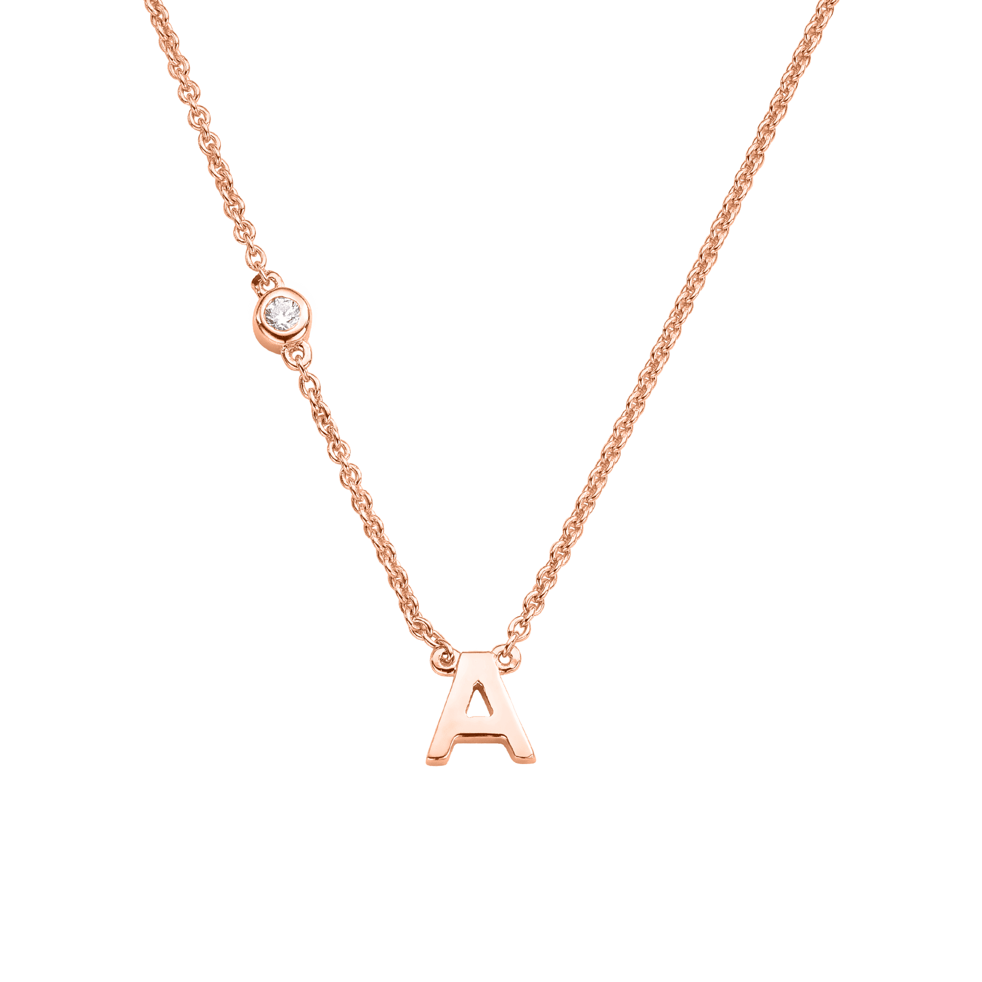 Collier Initial & Diamant(s) - Or Rose 14 carats Necklaces magal-dev 