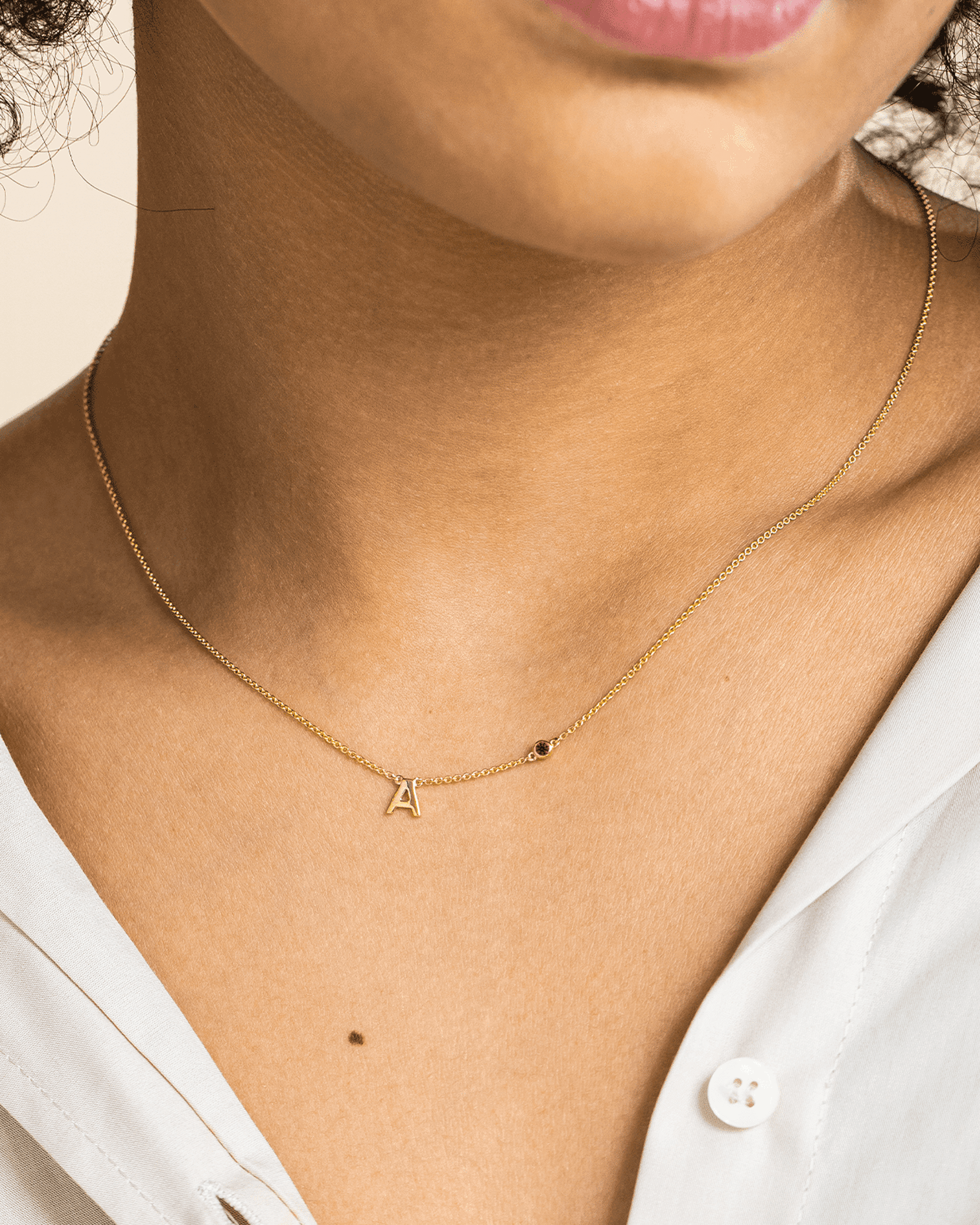 Initial Birthstone Necklace - 14K White Gold Necklaces magal-dev 