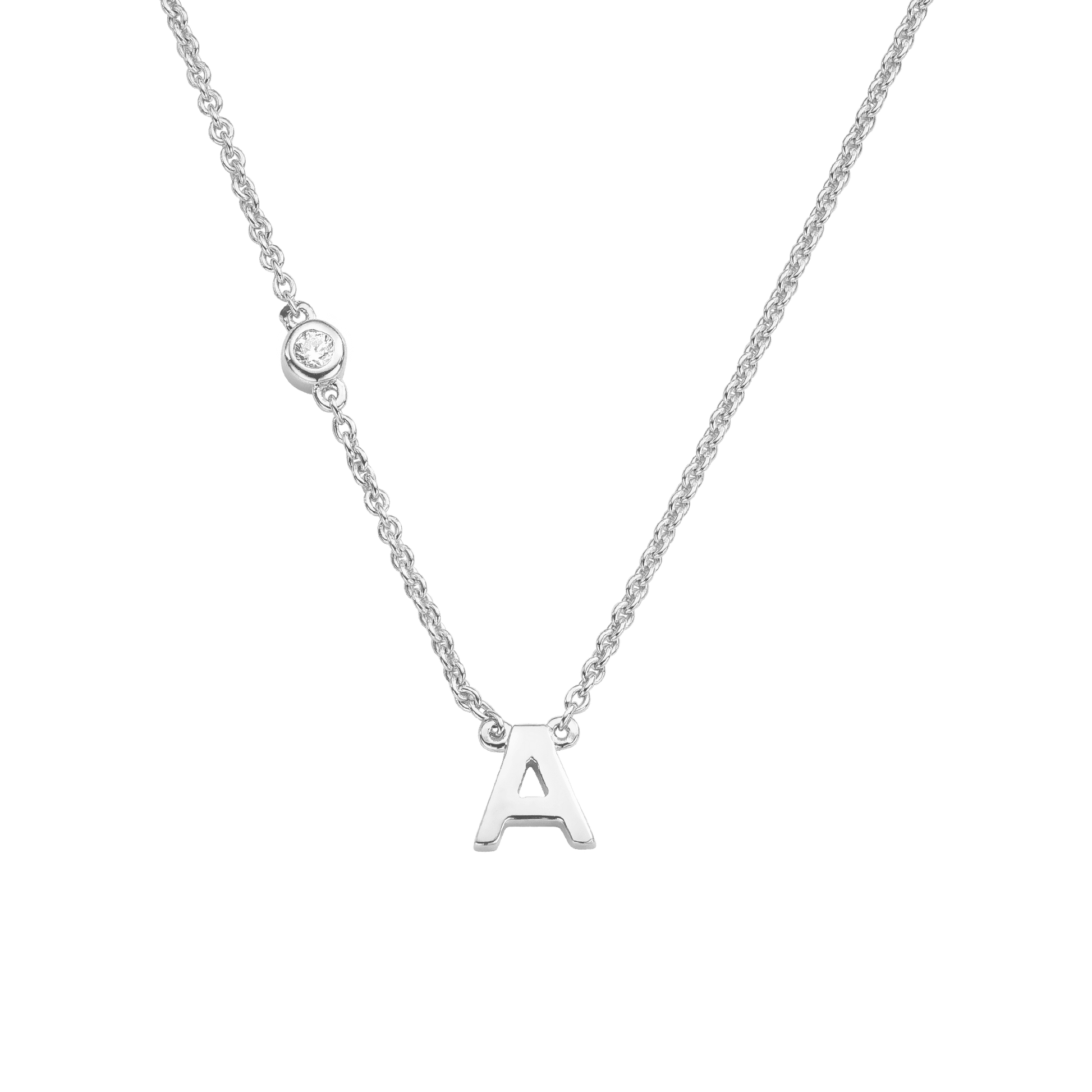 Collier Initial & Diamant(s) - Or Blanc 14 carats Necklaces magal-dev 