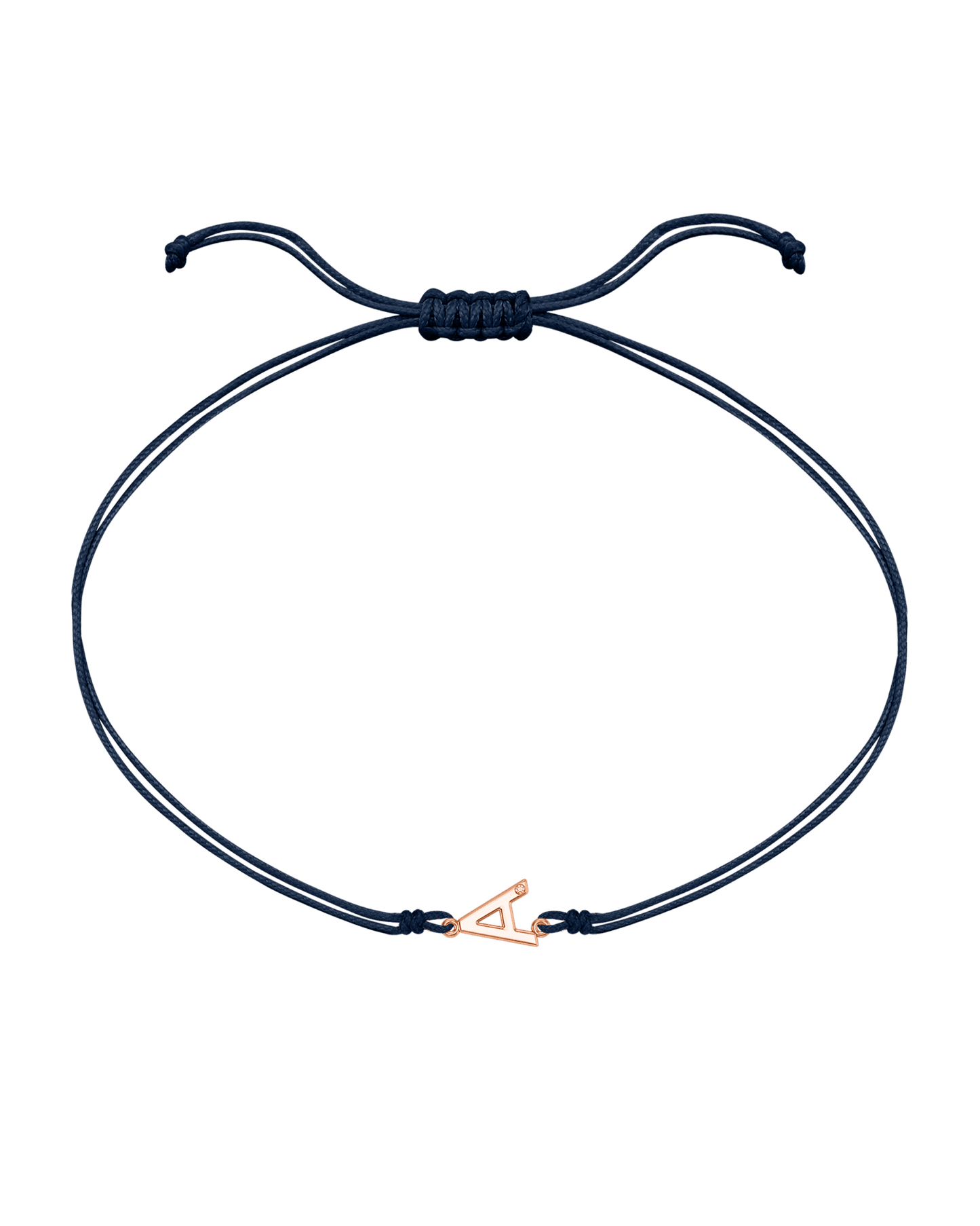 Le String of Love Initiale - Or Rose 14 carats Bracelets 14K Solid Gold Bleu Marine 