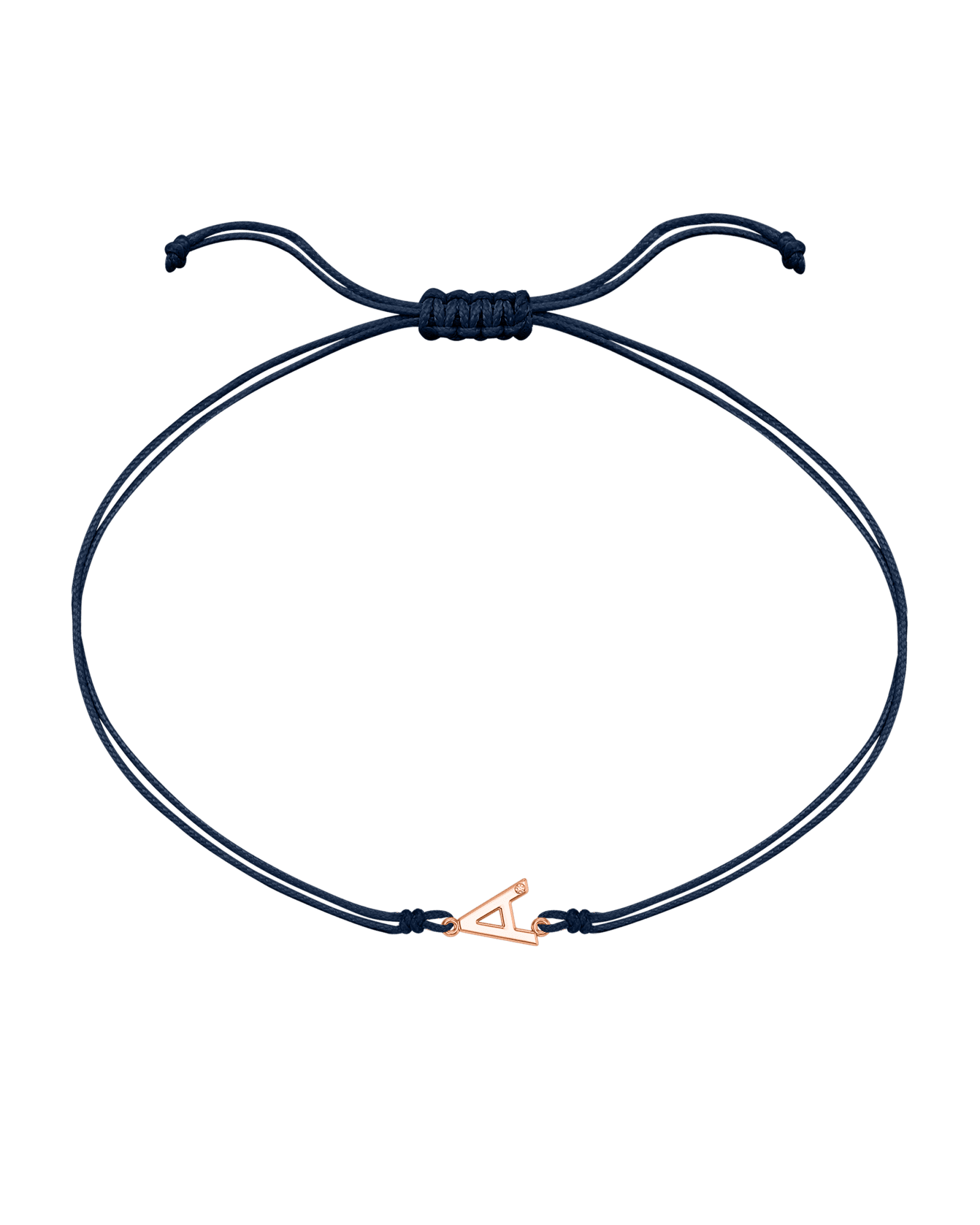 Le String of Love Initiale - Or Rose 14 carats Bracelets 14K Solid Gold Bleu Marine 