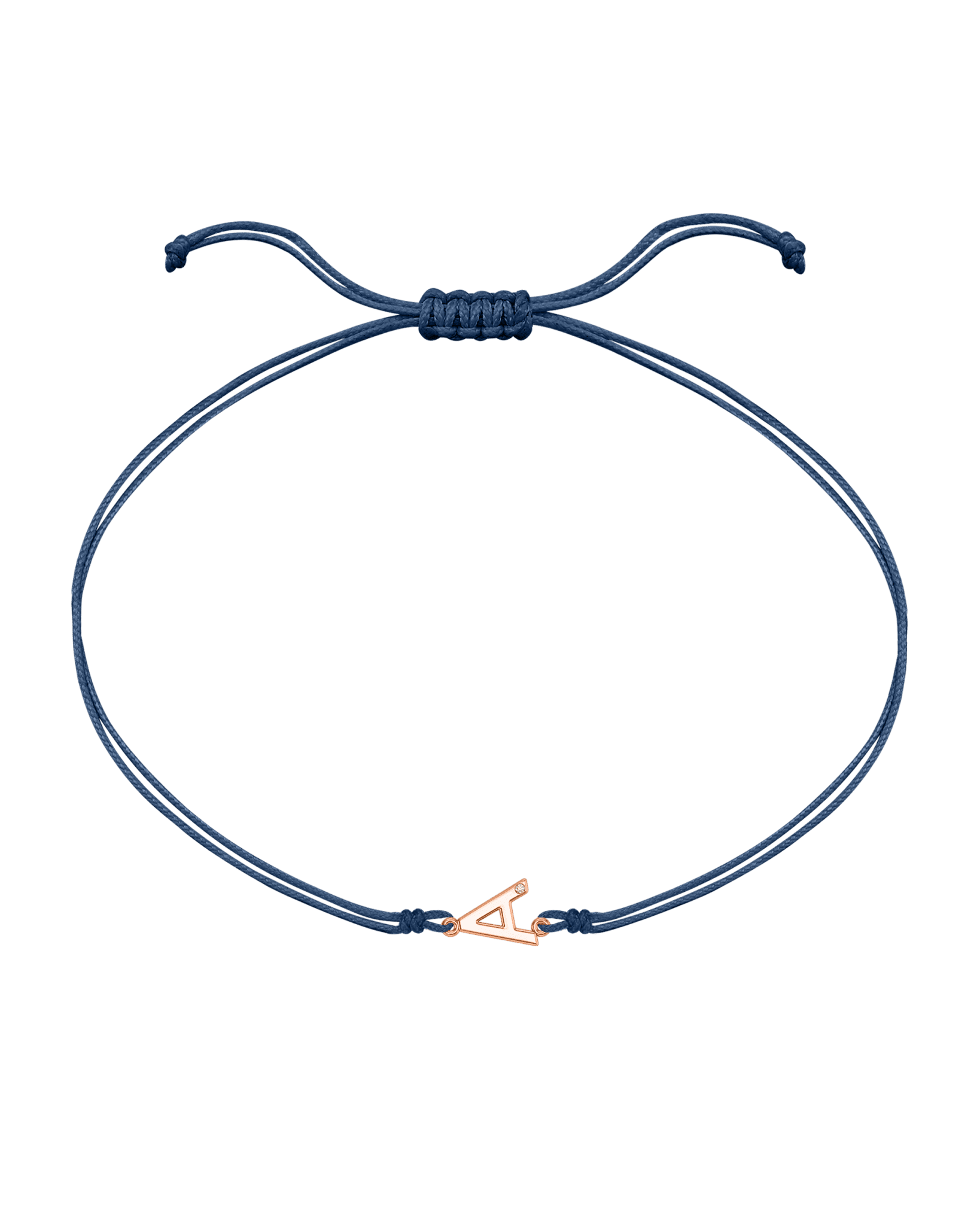 Le String of Love Initiale - Or Rose 14 carats Bracelets 14K Solid Gold Bleu Indigo 