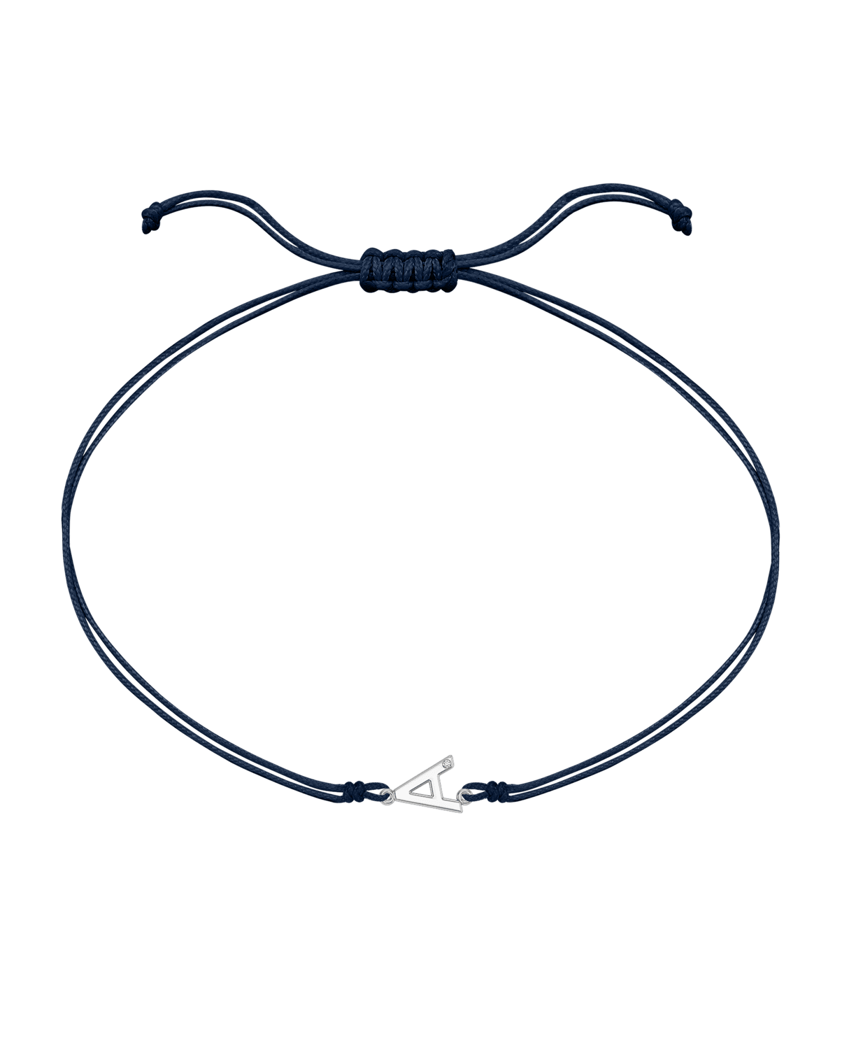 Le String of Love Initiale - Or Blanc 14 carats Bracelets 14K Solid Gold Bleu Marine 