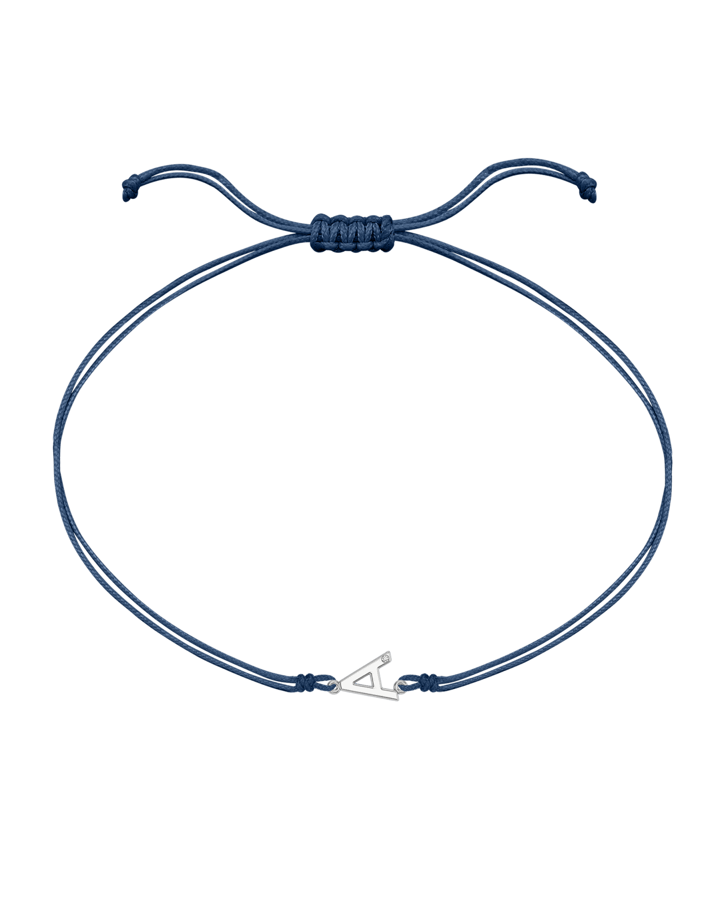 Le String of Love Initiale - Or Blanc 14 carats Bracelets 14K Solid Gold Bleu Indigo 