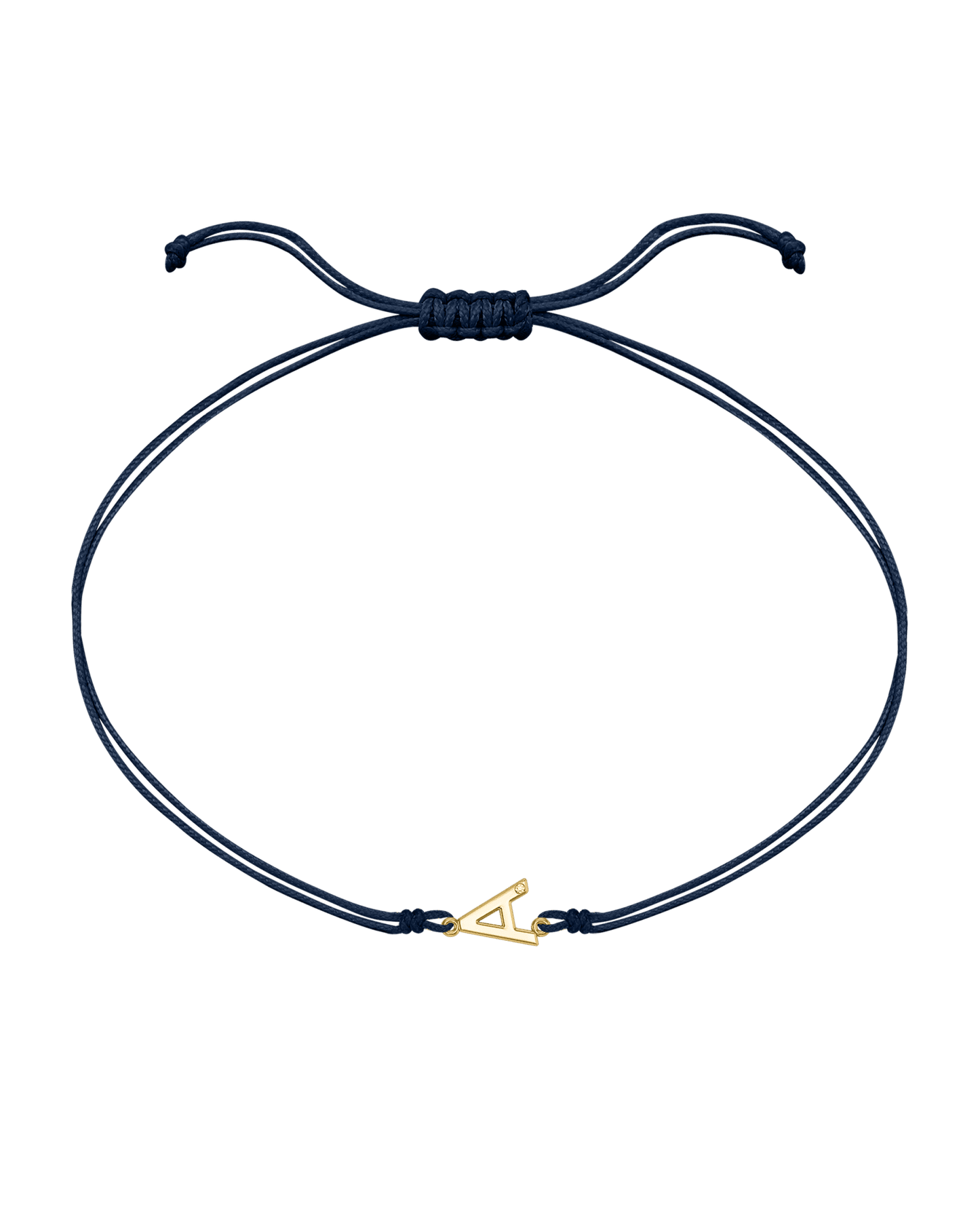 Le String of Love Initiale - Or Jaune 14 carats Bracelets 14K Solid Gold Bleu Marine 