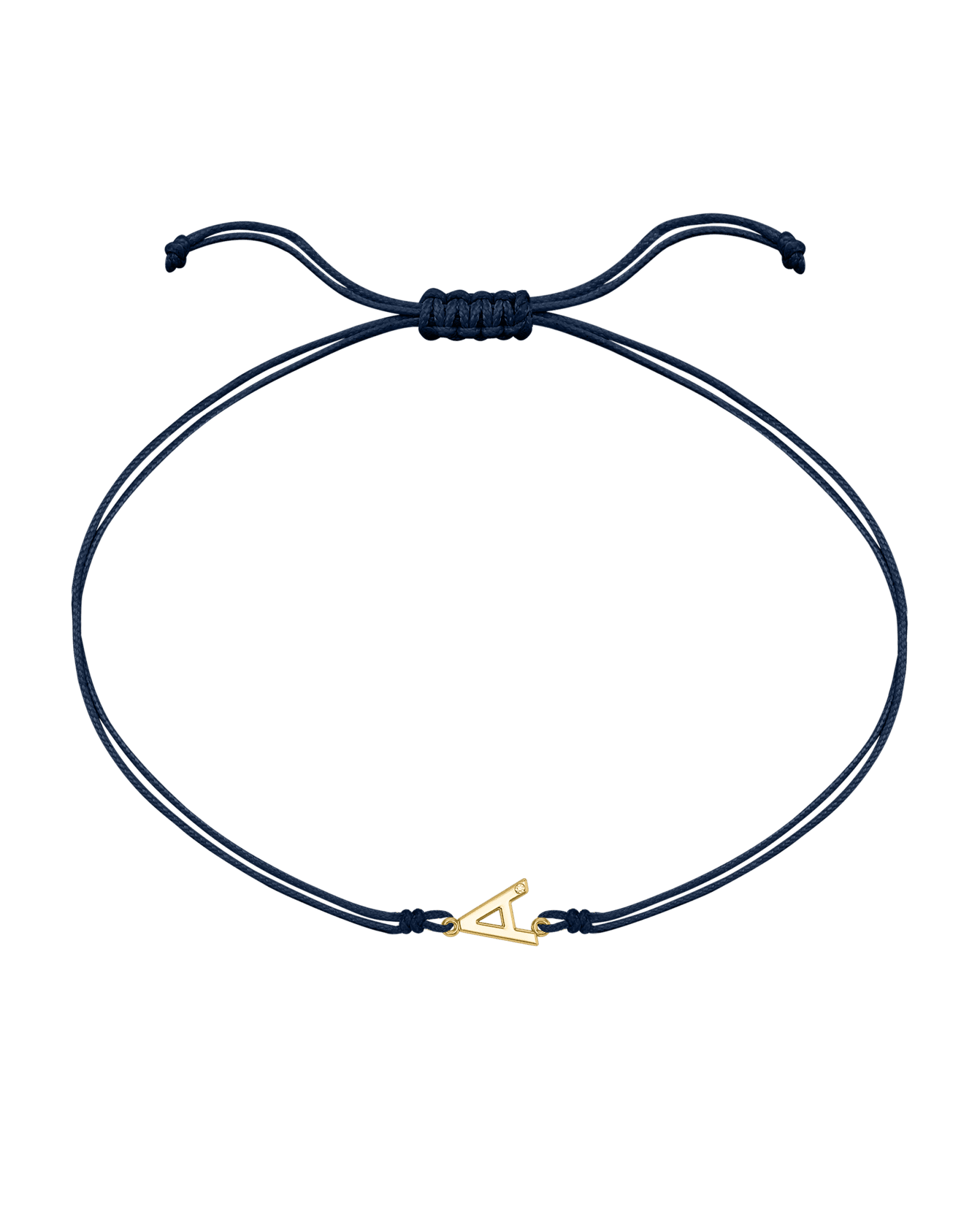 Le String of Love Initiale - Or Jaune 14 carats Bracelets 14K Solid Gold Bleu Marine 