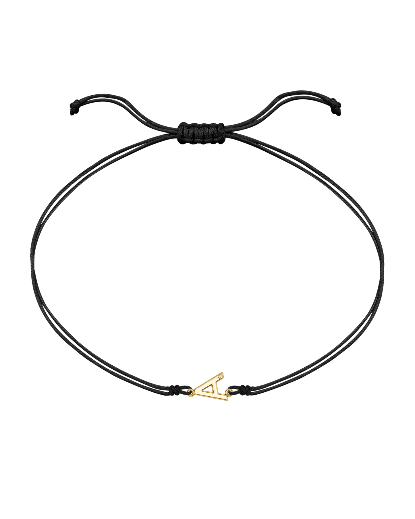 Le String of Love Initiale - Or Jaune 14 carats Bracelets 14K Solid Gold Noir 