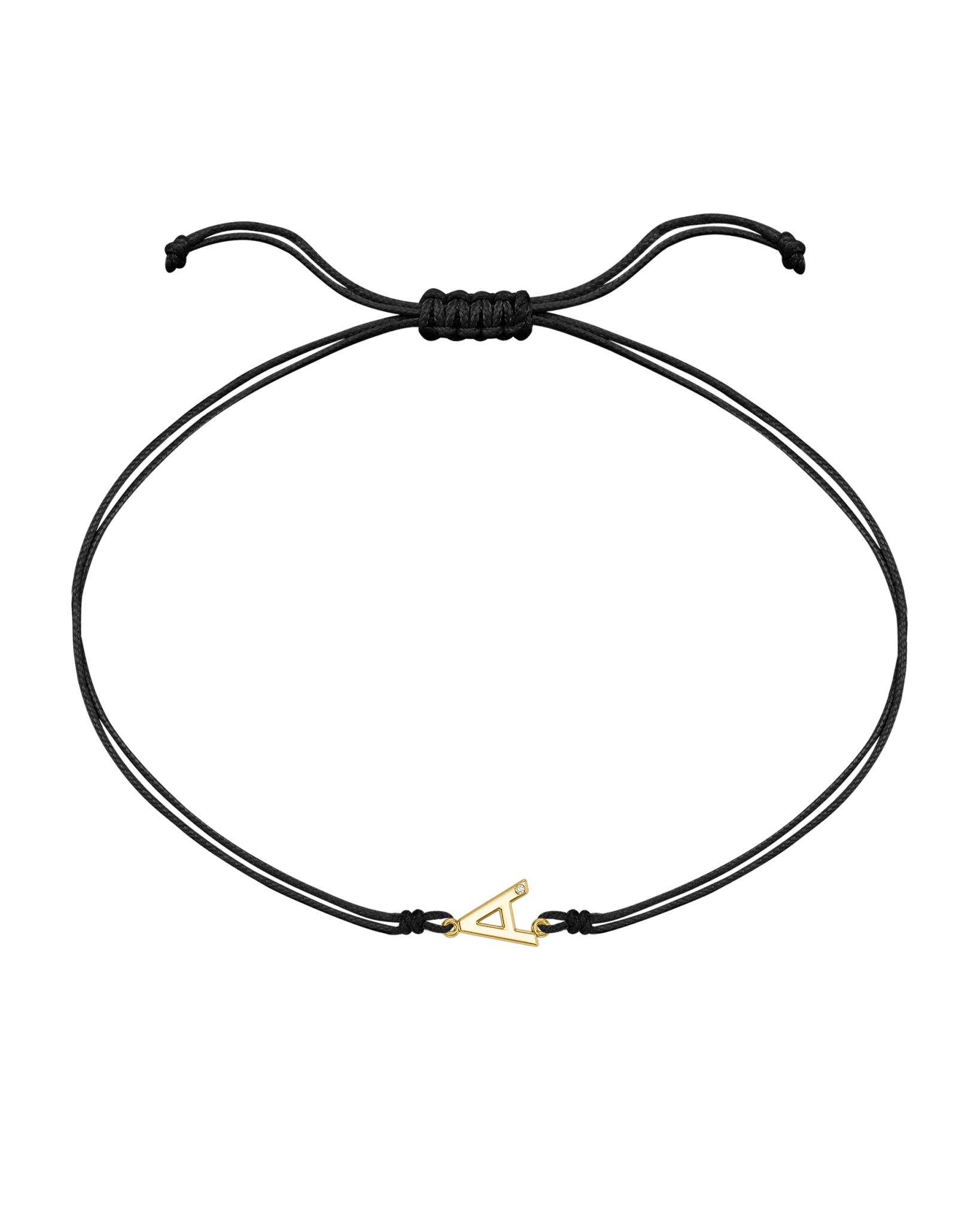 Le String of Love Initiale - Or Jaune 14 carats Bracelets 14K Solid Gold Noir 