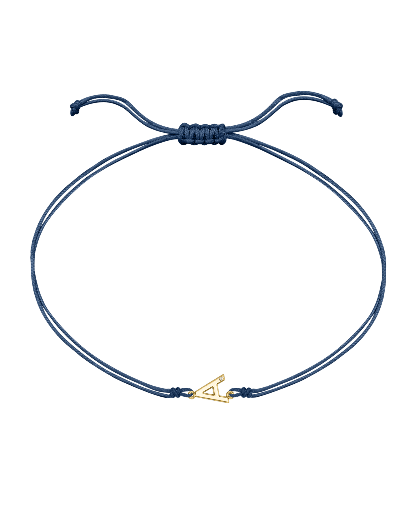 Le String of Love Initiale - Or Jaune 14 carats Bracelets 14K Solid Gold Bleu Indigo 